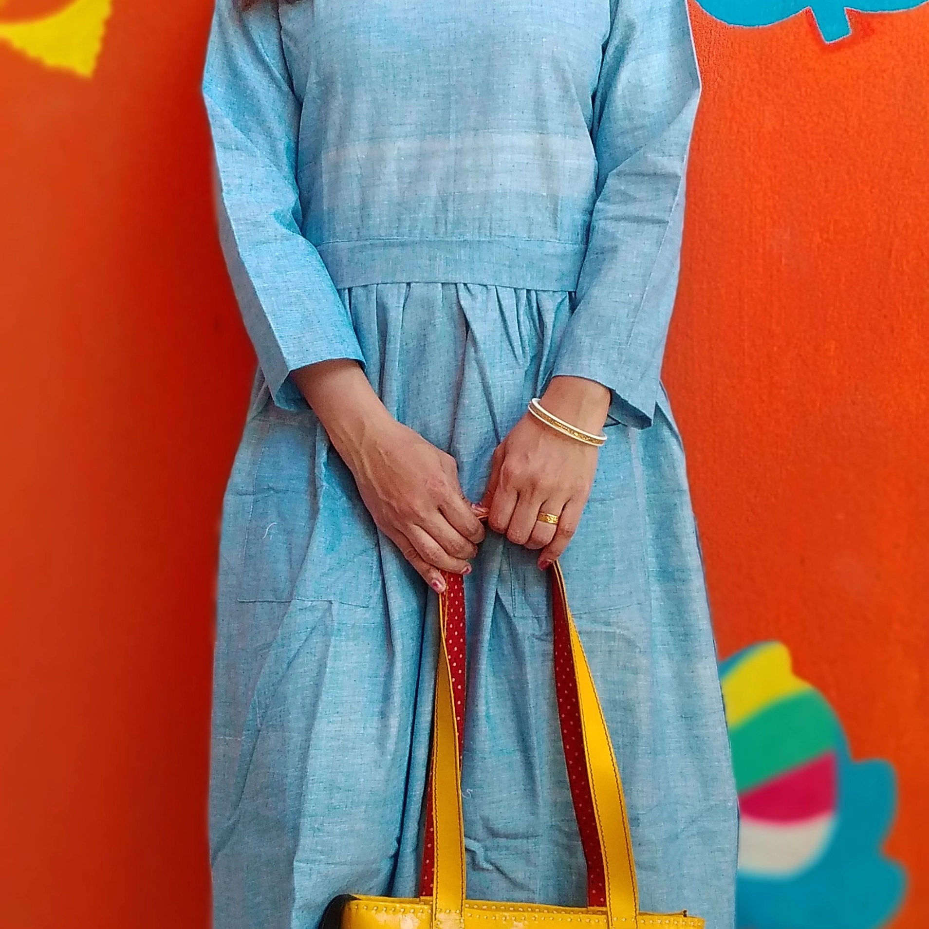 IBIZA NOTE- Three Quarter full Sleevee buttoned Flared Summer Cotton wear with Front pockets .