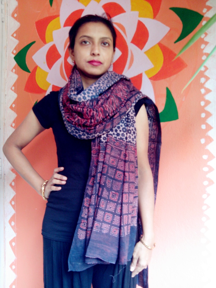 Manzil - Indigo Blue & Purple  Ajrakh-Printed Premium HandWoven Muslin Cotton Dupatta --You Fashion Statement