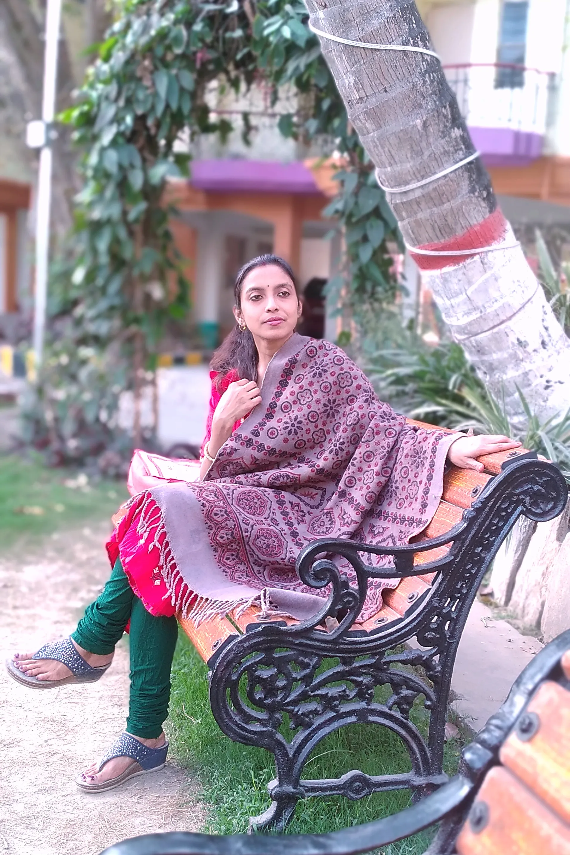 Zayan - Ajrakh-Printed Premium HandWoven Khadar Cotton Shawls - Earthy Purplish Grey