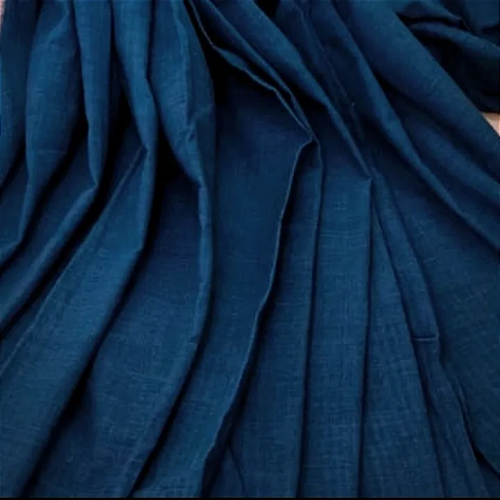 Organic Indigo Dyed Hand-Woven Solid tone Premium Cotton Fabrics - [2.5Mtrs]
