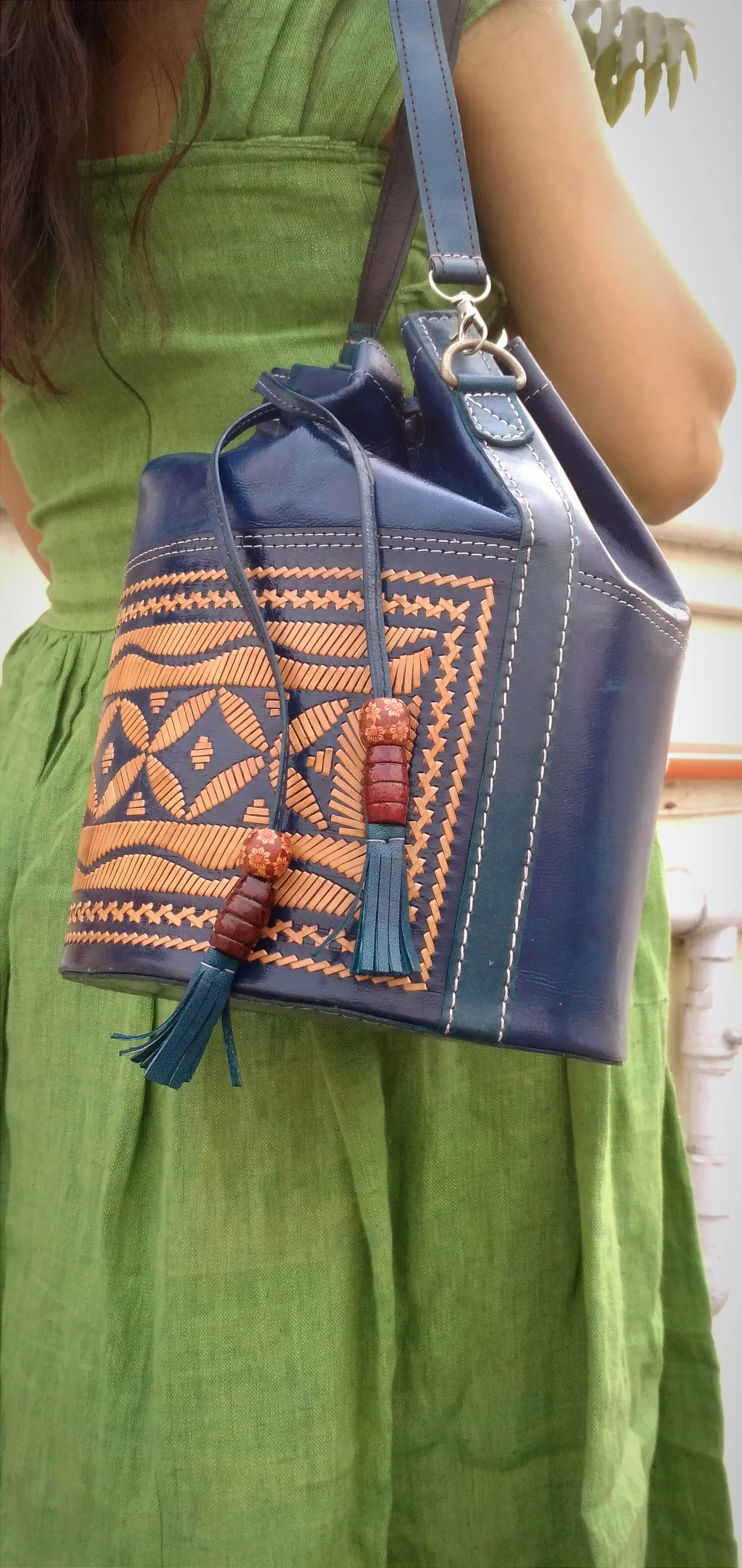 ODYSSEY -HandCrafted and Embroidered Cruelty Free Batua Styled Leather Bag