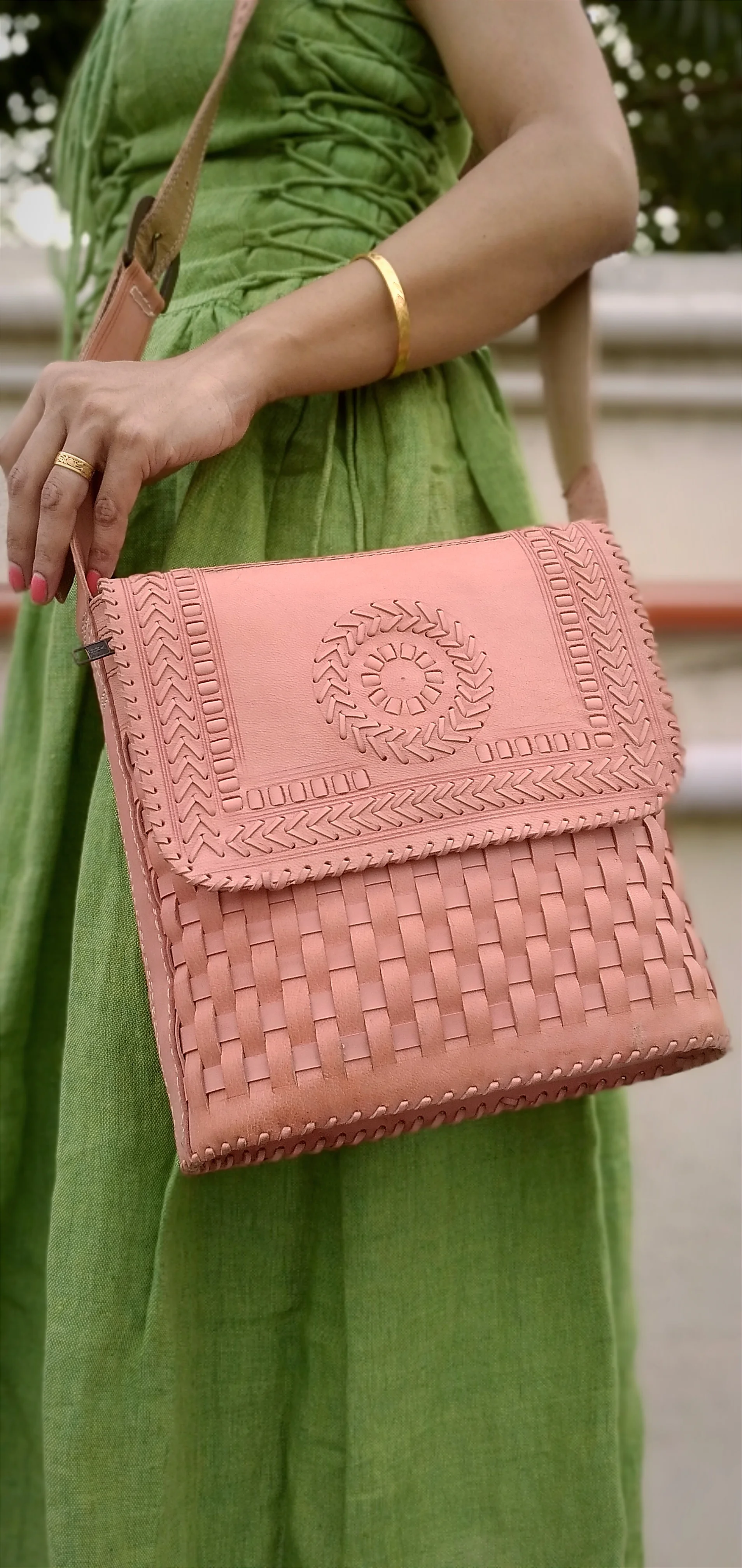 Leather Love - Handcrafted Interwoven Cruelty Free Leather Sling Bag