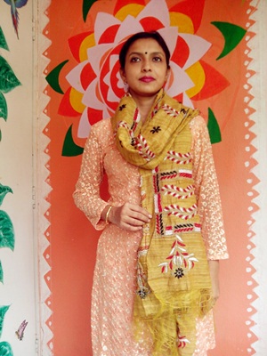 Matt Chrome Yellow - Bengal Nakshi Kantha Embroidered Tussar Gicha Silk Handloom Duppatta.