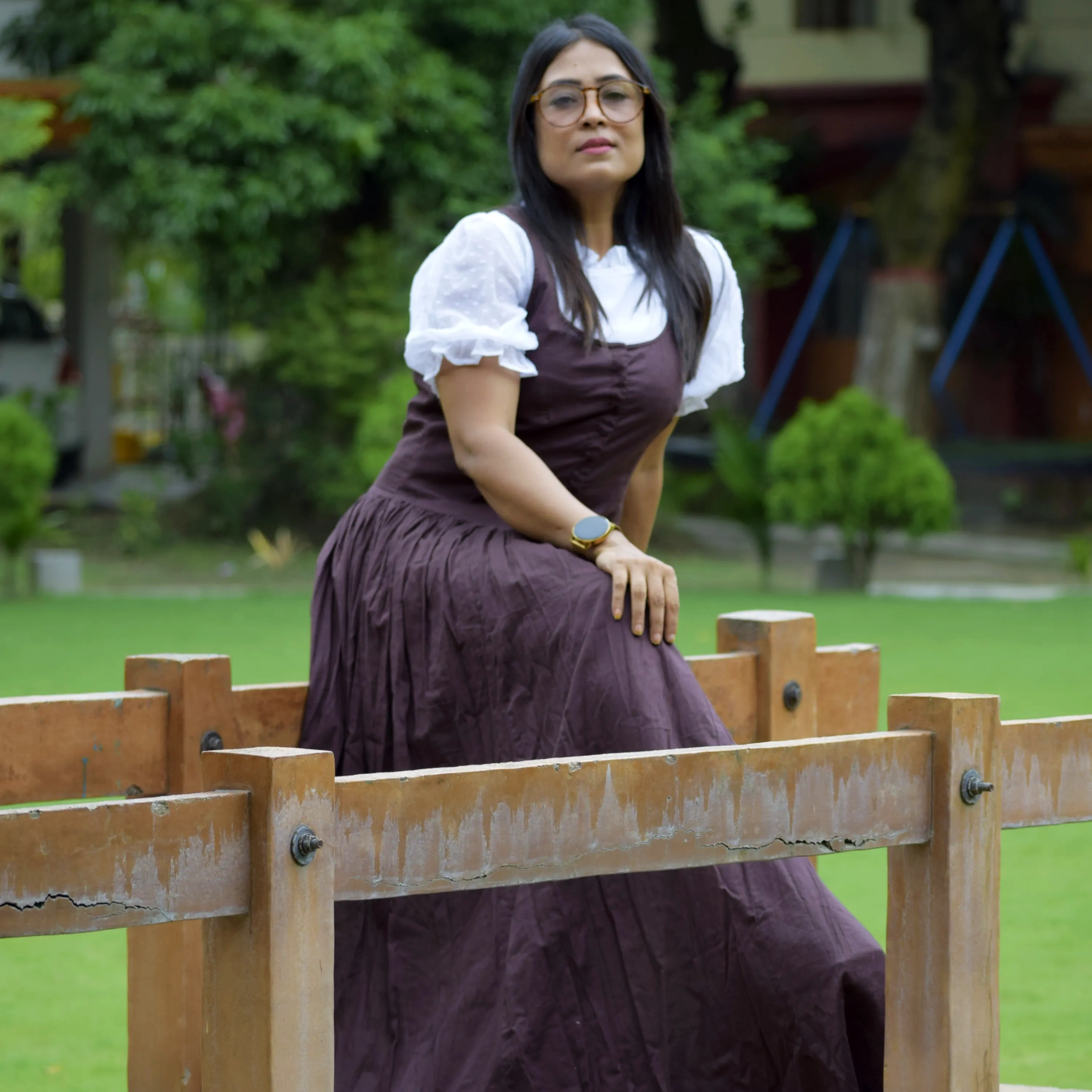 PRINCESS SAGA ll - Handcrafted Cocoa Brown flared designer attire ideal for celebrations and party wear.