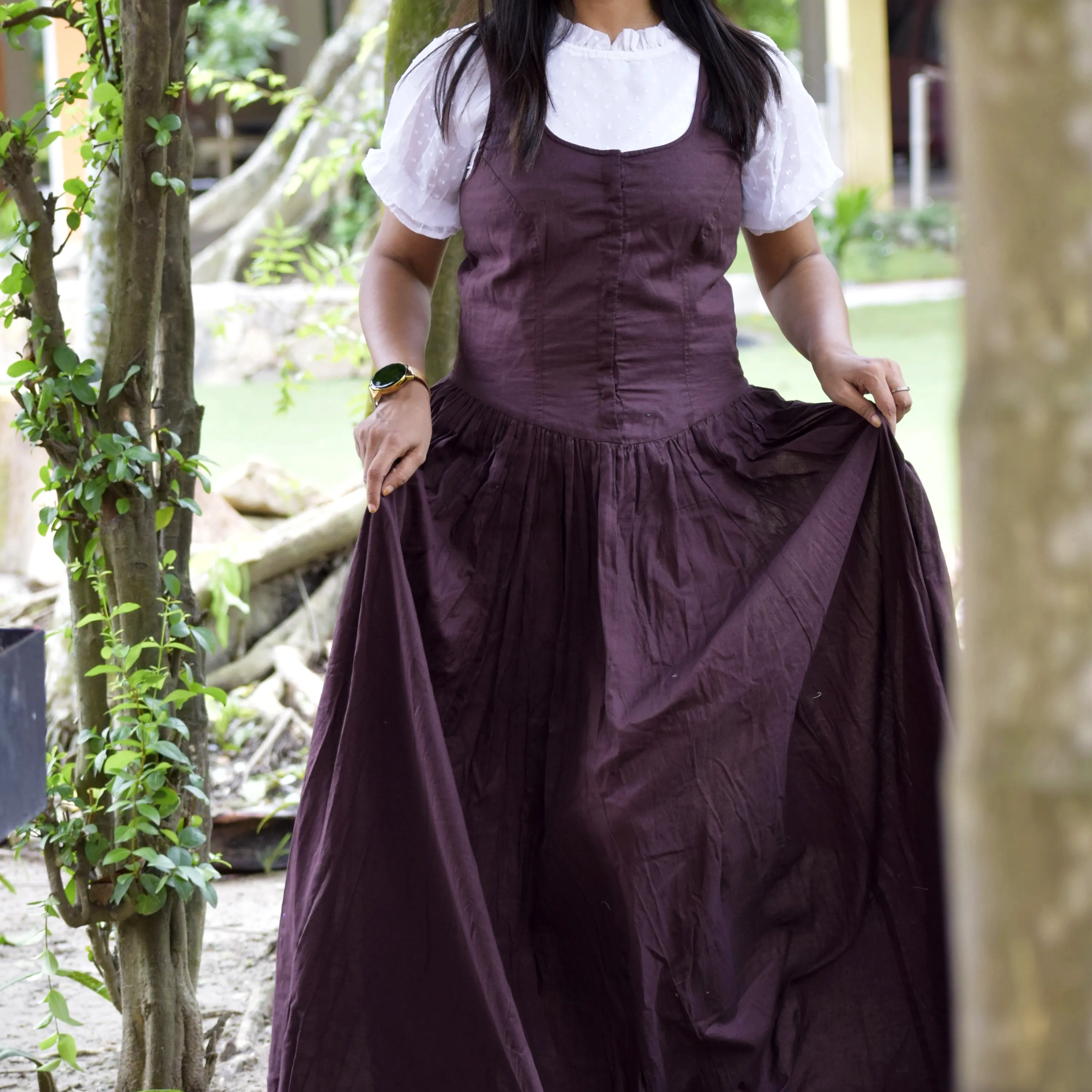 PRINCESS SAGA ll - Handcrafted Cocoa Brown flared designer attire ideal for celebrations and party wear.
