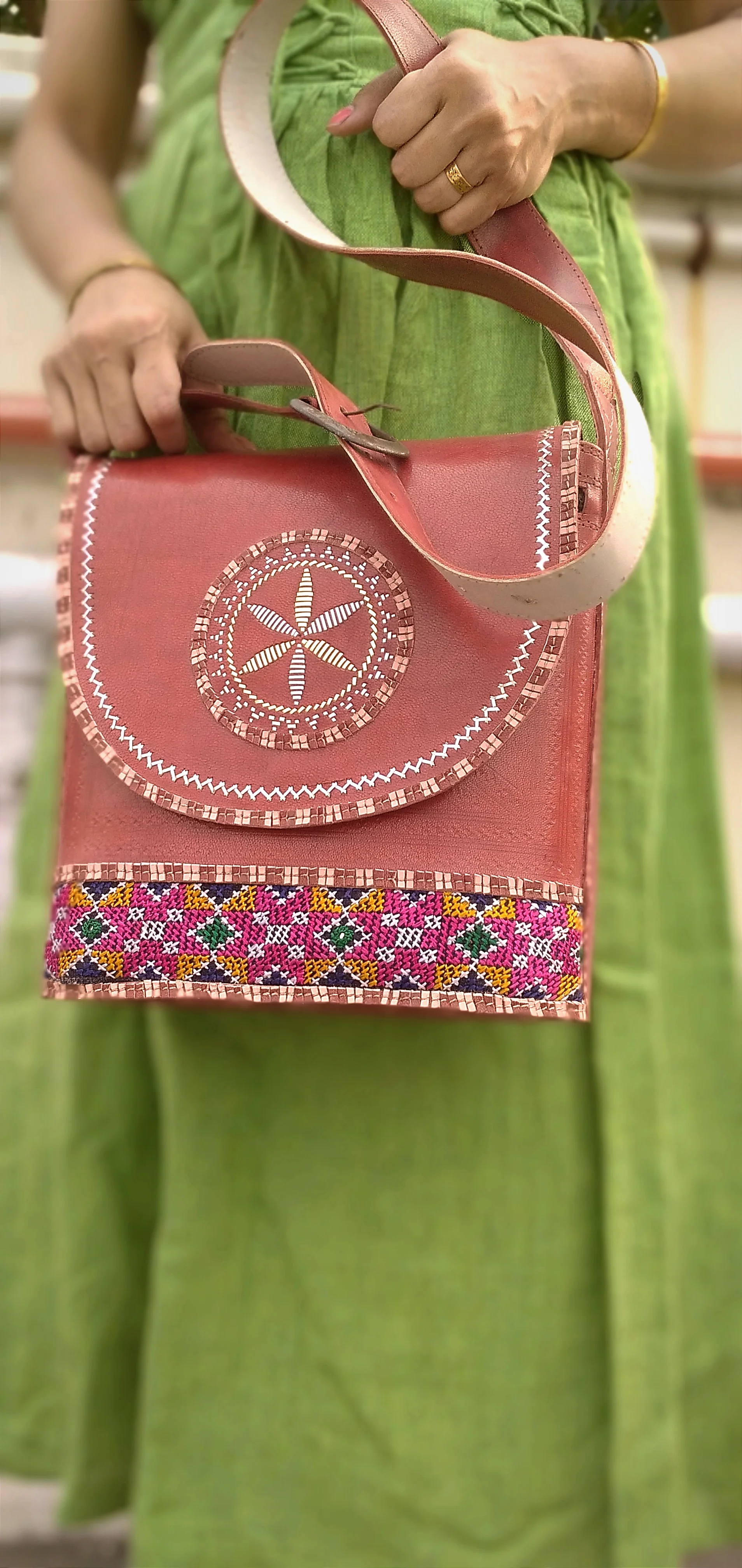 NOUVEAU – HandCrafted & HandEmbroidered Cruelty Free Leather Designer HandBag .