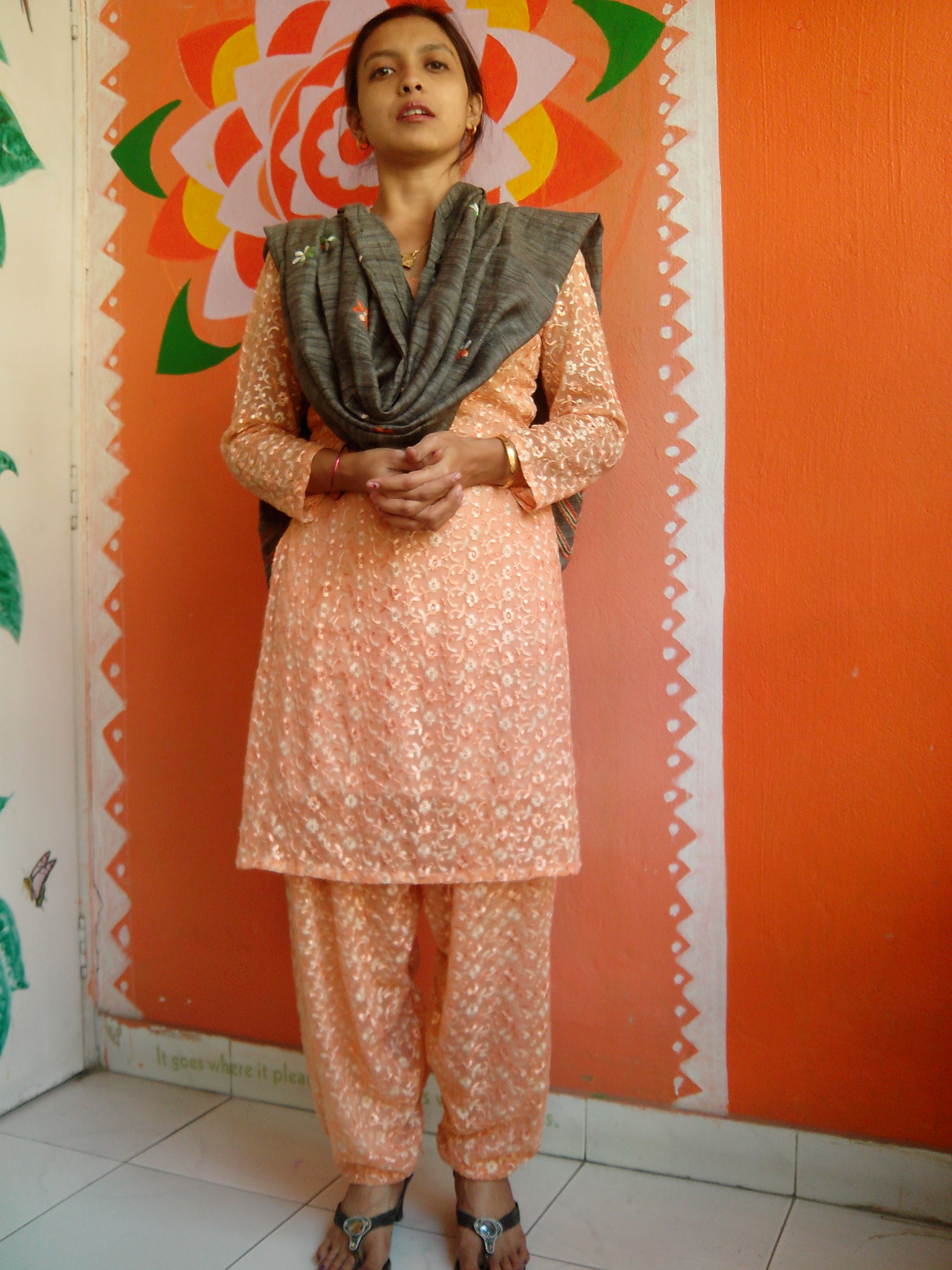 Graphite Grey - Bengal Nakshi Kantha Embroidered Tussar Gicha Silk Handloom Duppatta.