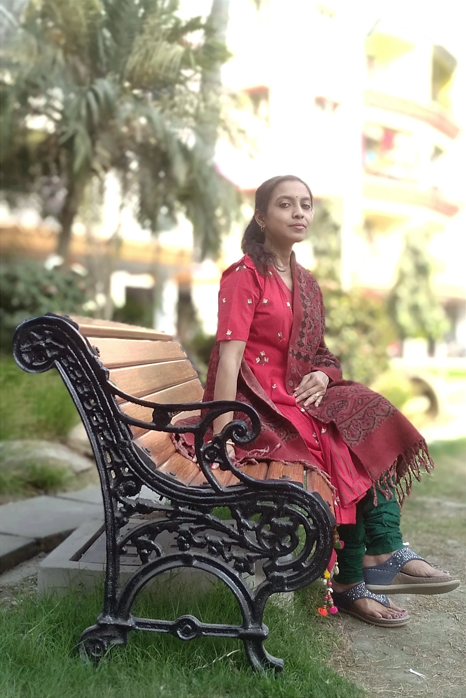 Shayari - Ajrakh-Printed Premium HandWoven Khadar Cotton Shawls - Matt Madder Red