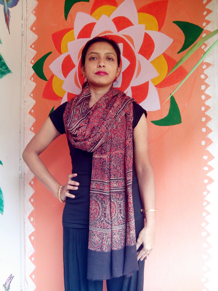 Wadhiya- Madder Red Ajrakh-Printed Premium HandWoven Muslin Cotton Dupatta --Organic Fashion Accessory.