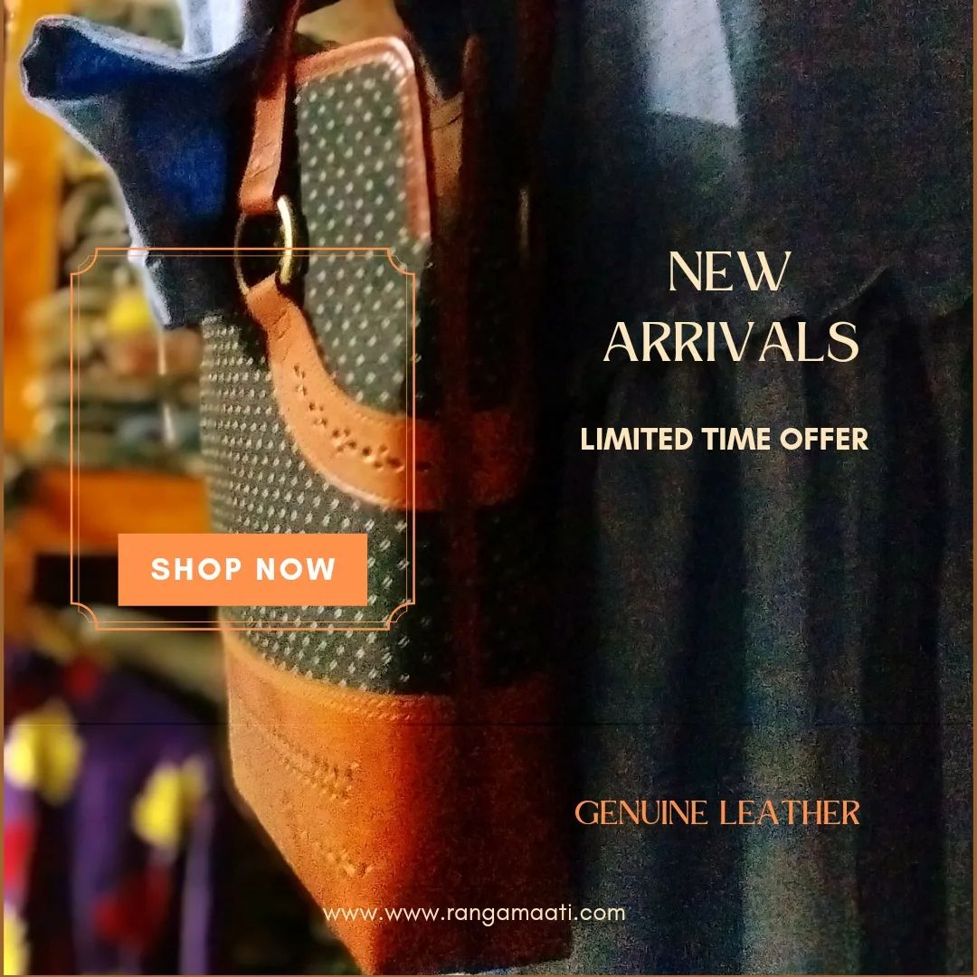 Leather Luxe - Handcrafted Ajrakh Mashru Silk & Cruelty Free Leather Sling Bag