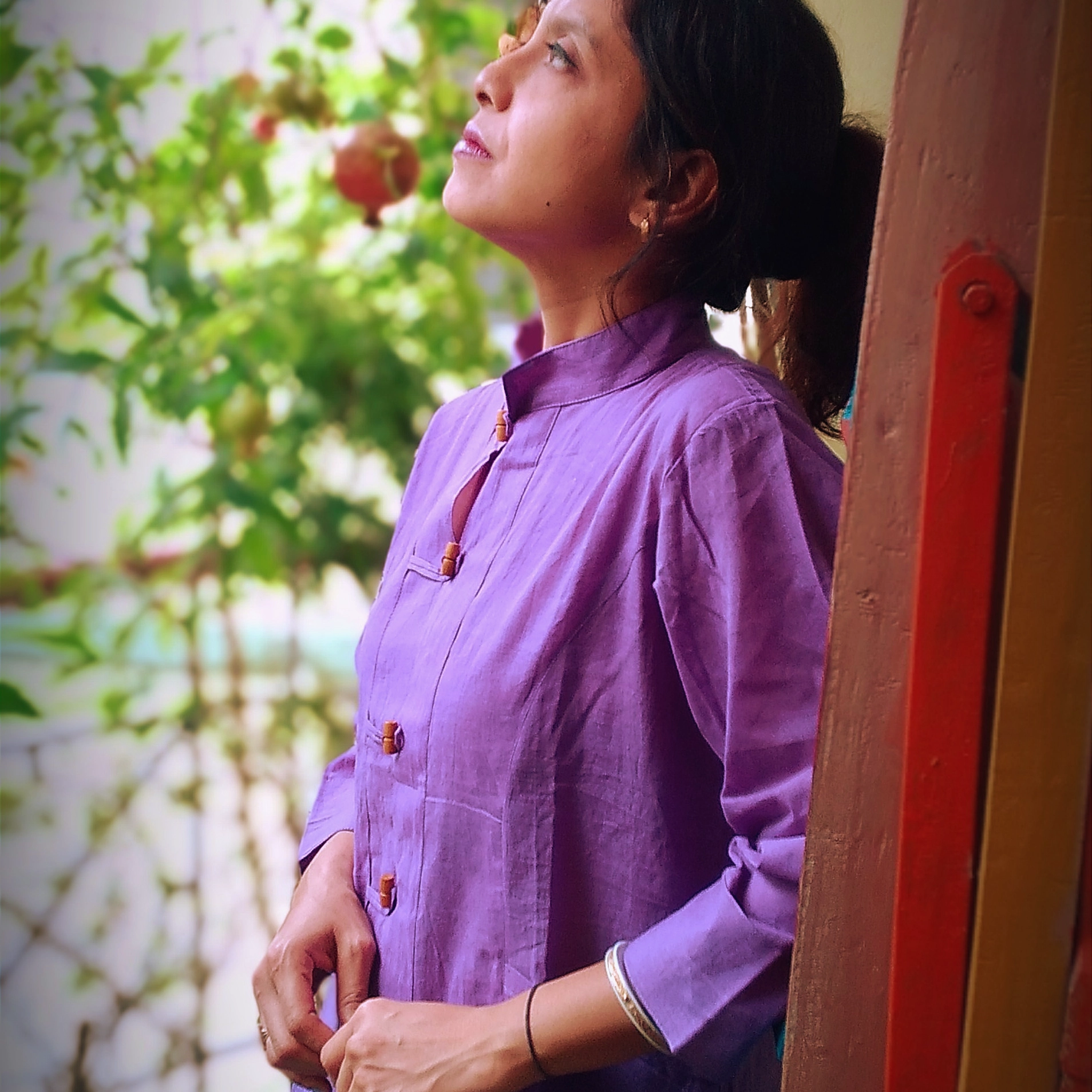 MANDARIN VIBES  ~ mandarin Collar Front Button Down Three Quarter Sleeves flared bottom ankle Length Maxi Dress with pockets.