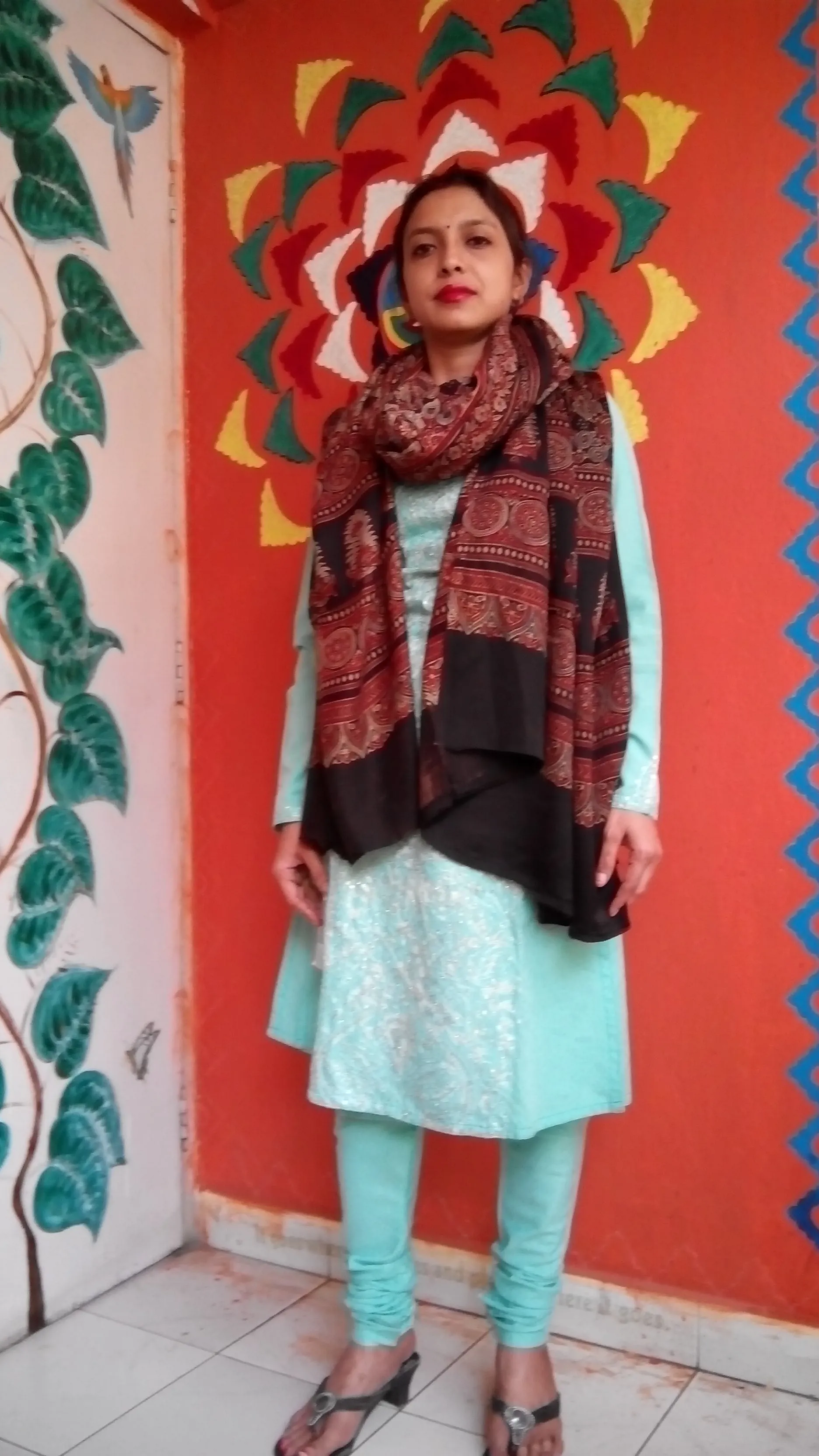 Gulfaam- Rust Brown & Black Ajrakh-printed Premium Modal Silk Dupatta --Sustainably Fashionable.