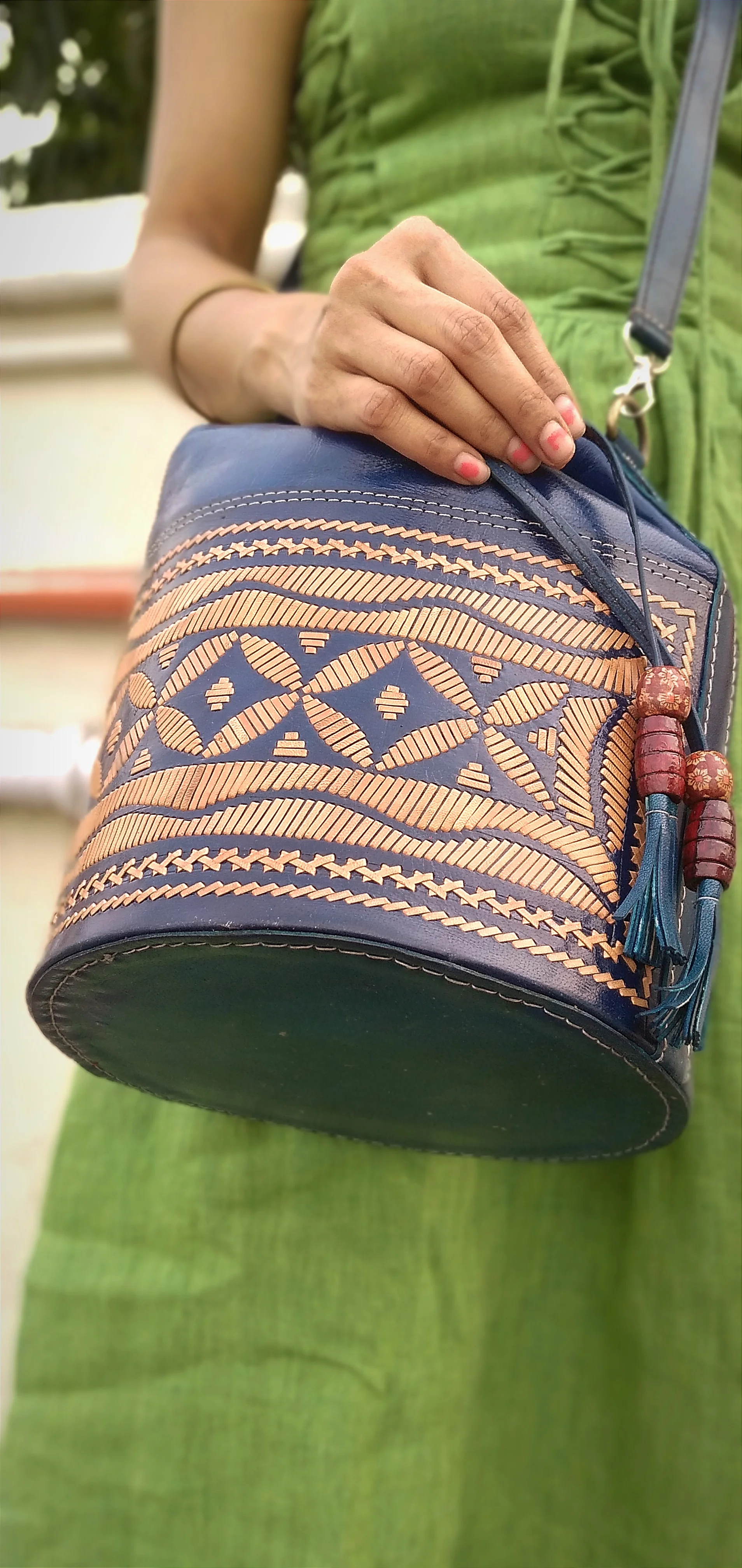 ODYSSEY -HandCrafted and Embroidered Cruelty Free Batua Styled Leather Bag