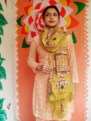Matt Chrome Yellow - Bengal Nakshi Kantha Embroidered Tussar Gicha Silk Handloom Duppatta.