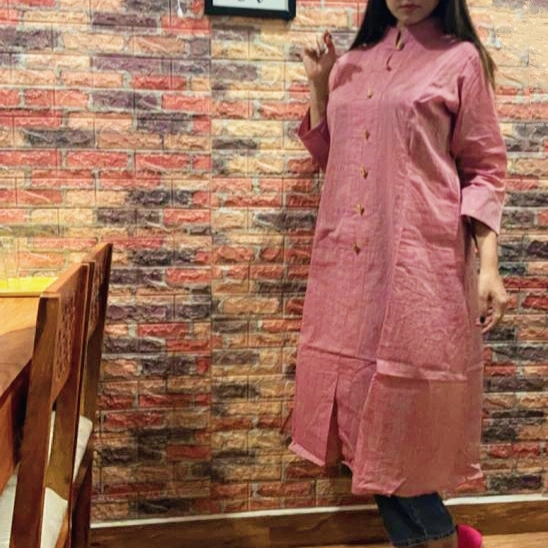 MANDARIN VIBES  ll ~ mandarin Collar Front Button Down Three Quarter Sleeves flared bottom ankle Length Maxi Dress with pockets.