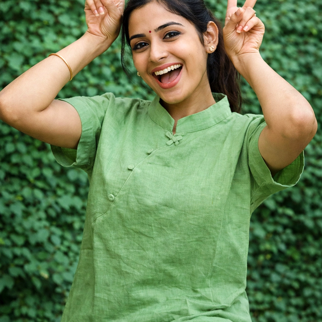 MINT FRESH - Peplum Hem Fitted pleated Mandarin Collar Sleeveless Top in Haze Red.