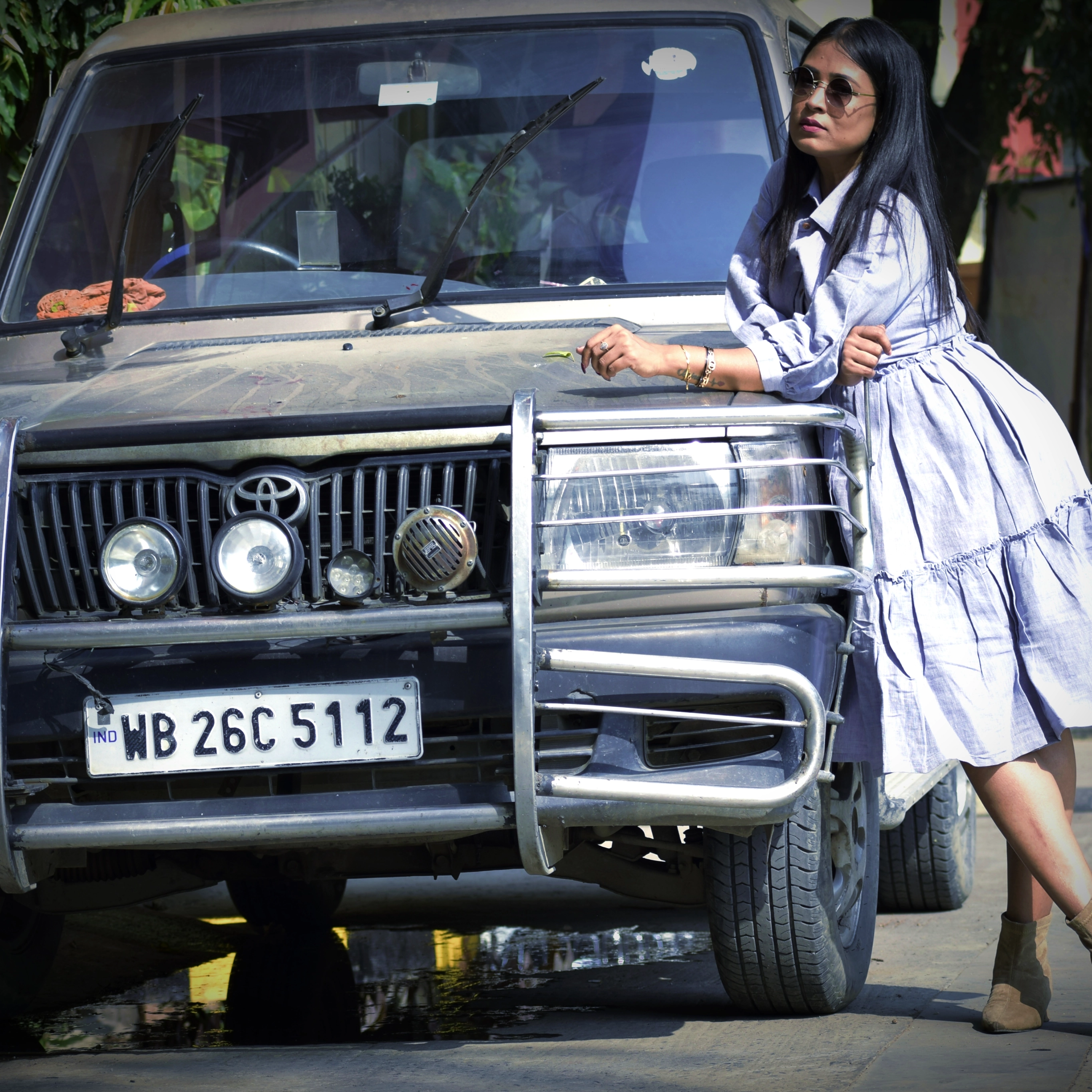 SALSA VIBES- Multi Tiered Linen Cotton Flared Semi Casual Summer Dress 