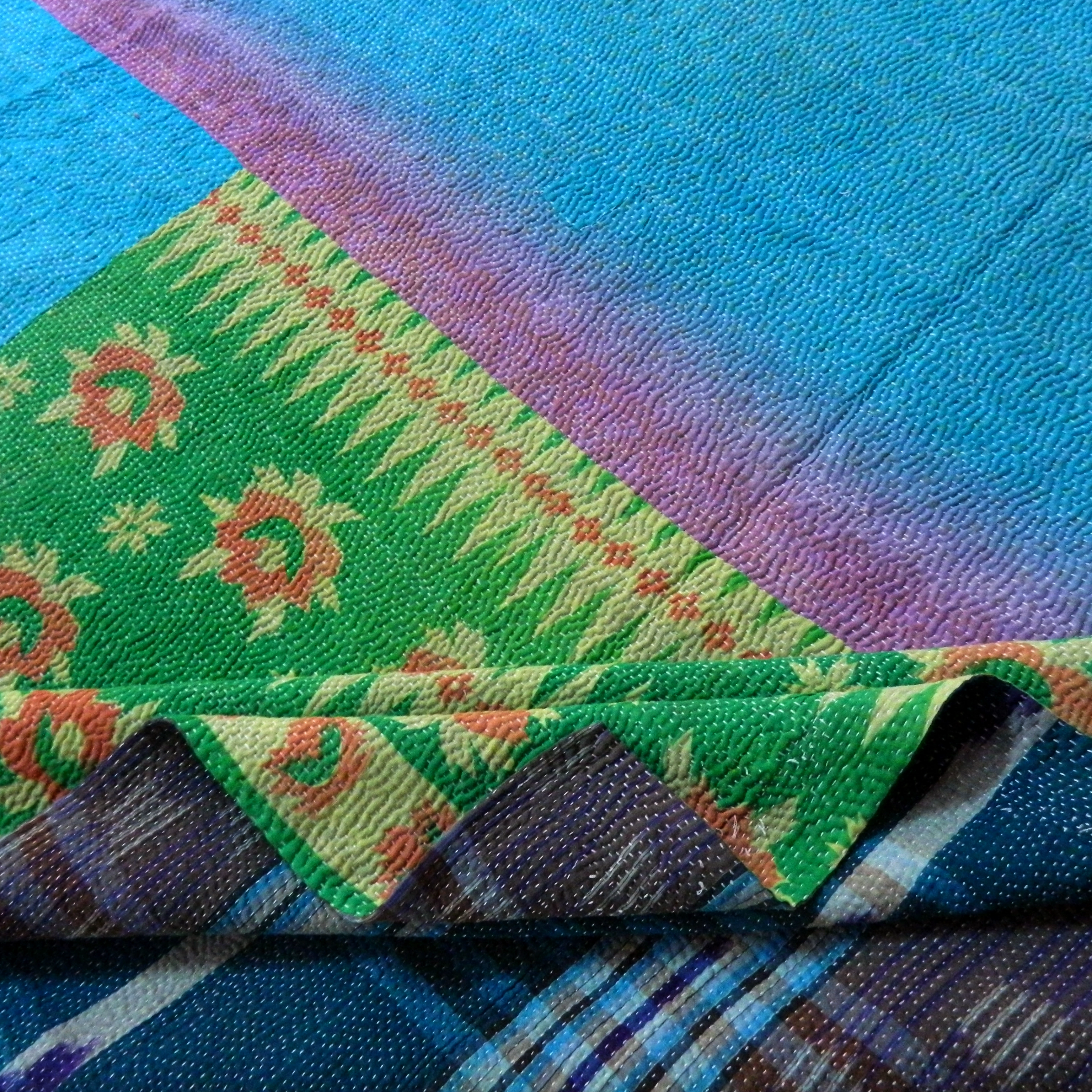 BENGAL BLOOM  - Reversible Double Sided Floral Pattern Hand Stitched Kantha Quilt /Throw