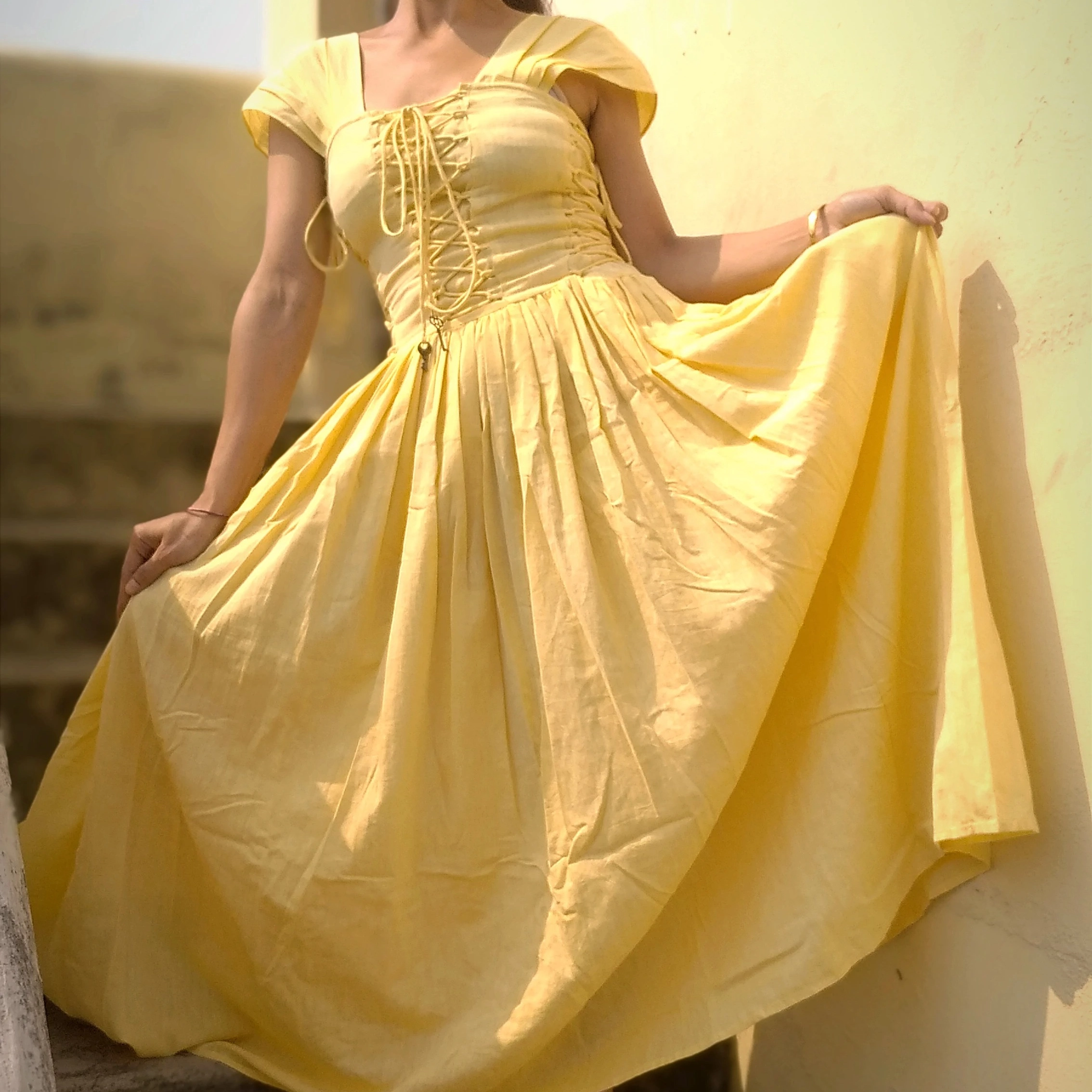 RAPUNZEL'S QUEST lll ~ Front & Side Lace Up Corset Style Vintage theme  Summer Dress / Party Wear.