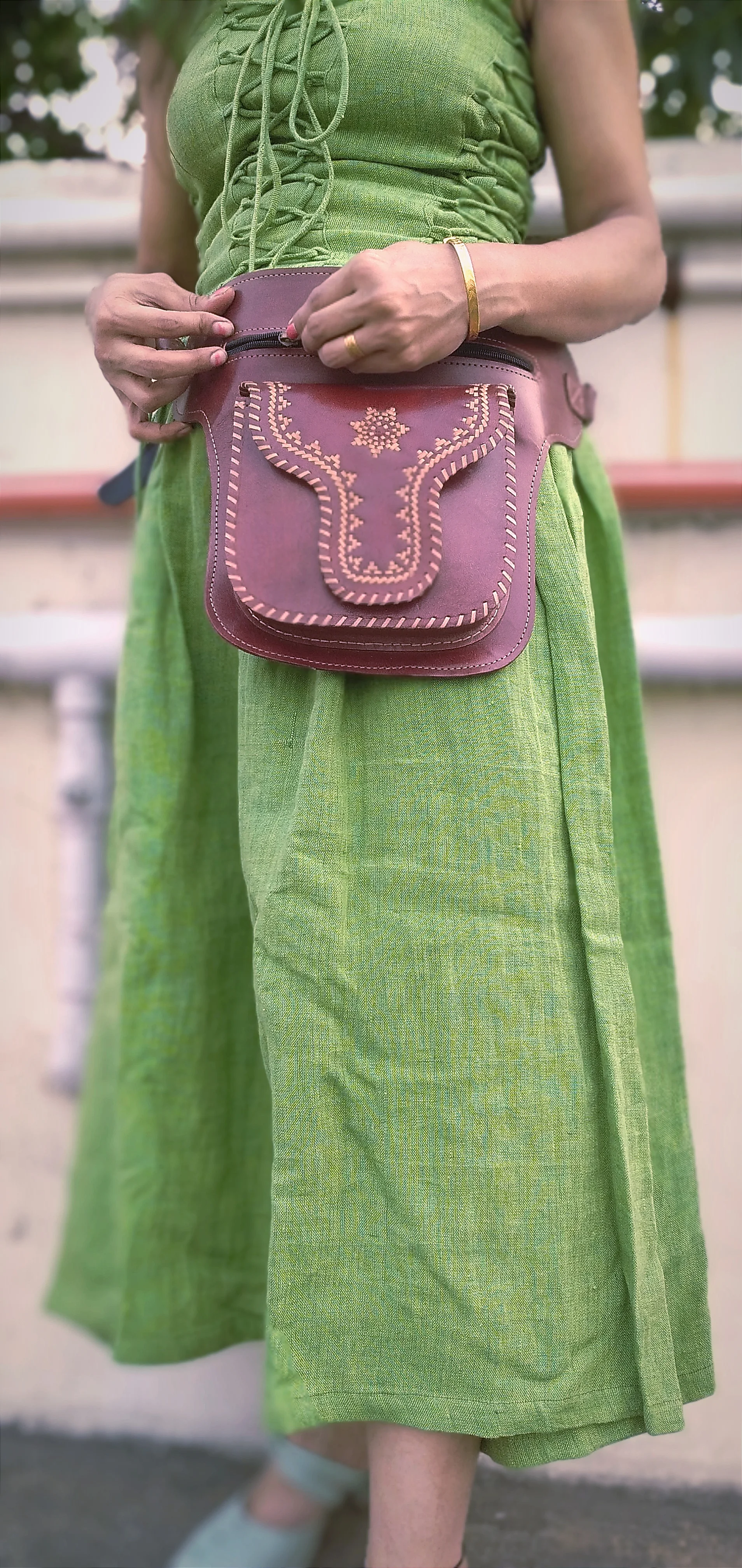 SAVILE -Handcrafted BOHEMIAN Style CRUELTY Free Leather Saddle Bag.