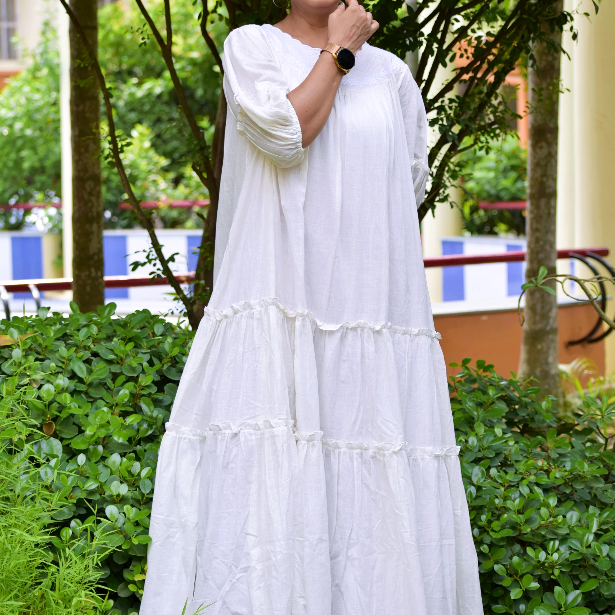 SIROCCO - Tiered Flared & Embroidered Long Boho Casual Wear / Summer Dress / Party Wear.