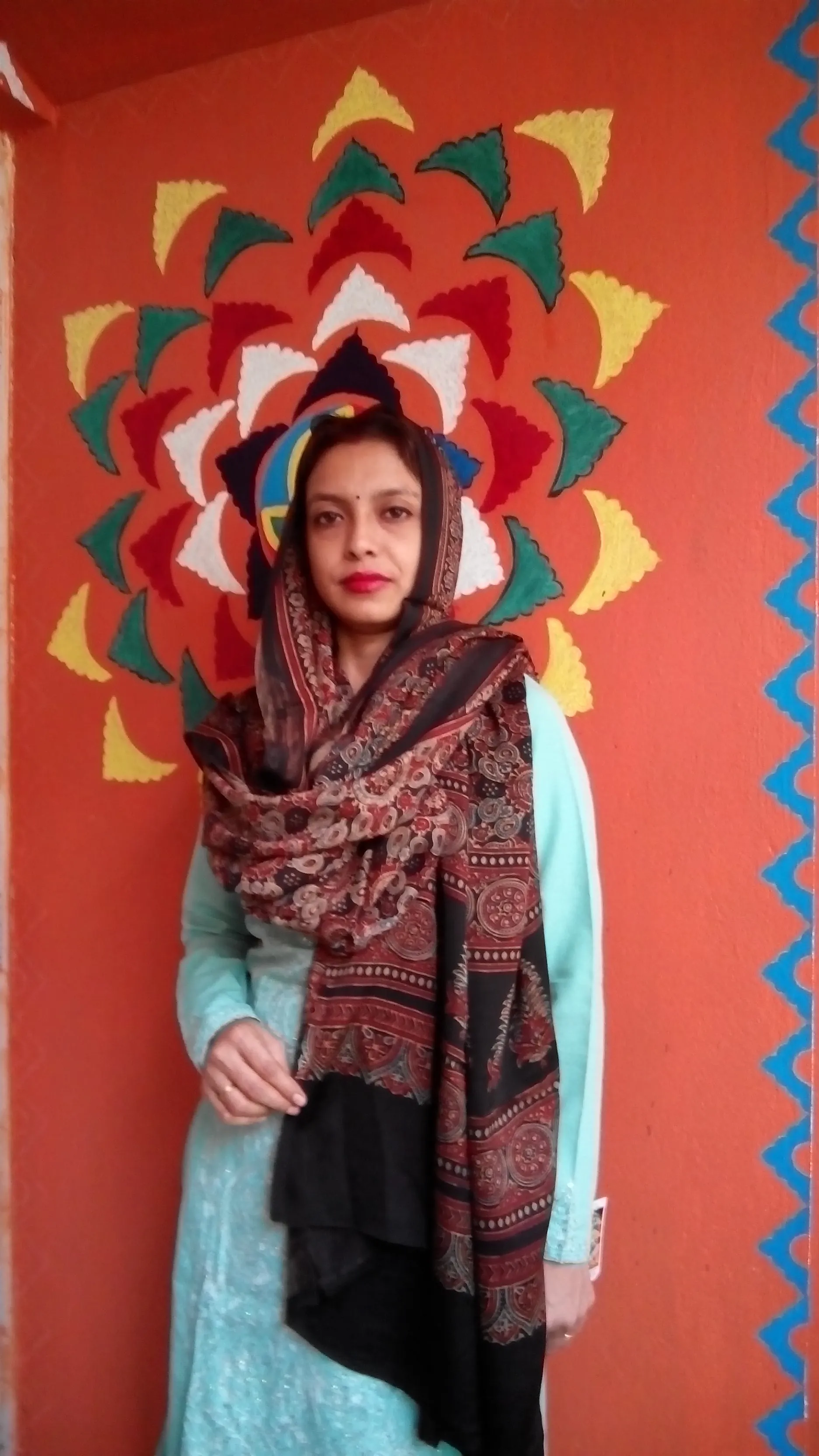 Nazuk- Rust Brown & Black Ajrakh-printed Premium Modal Silk Dupatta --Sustainably Fashionable.