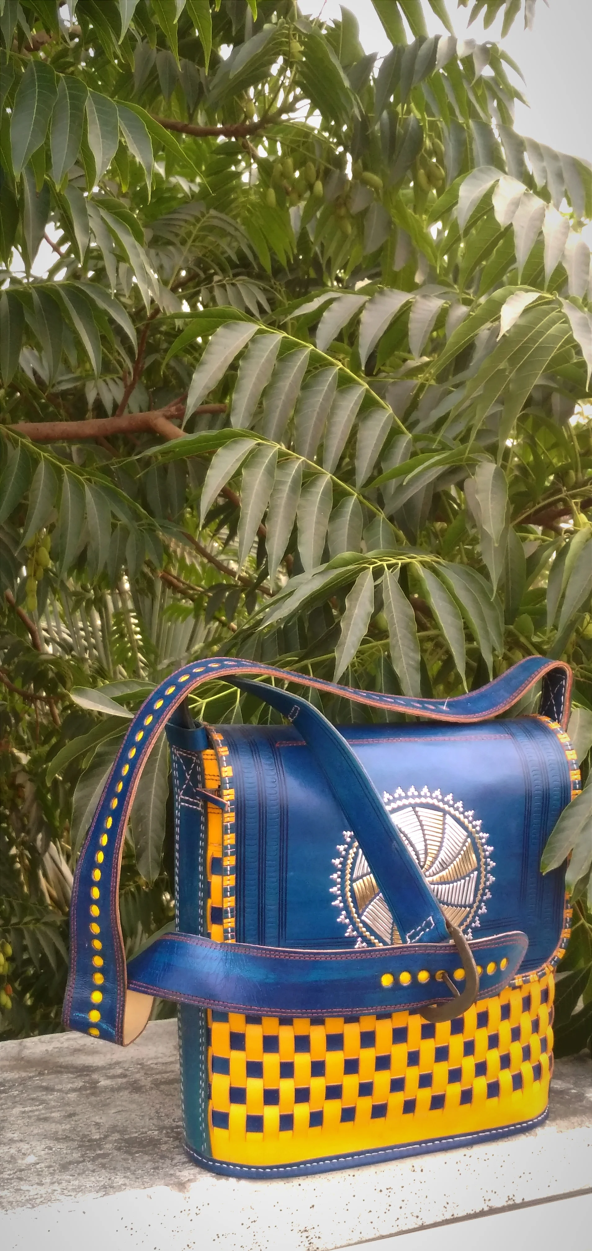 TORSADE – Contrast Shade Handbraided Designer Leather bag with Deep pocket.