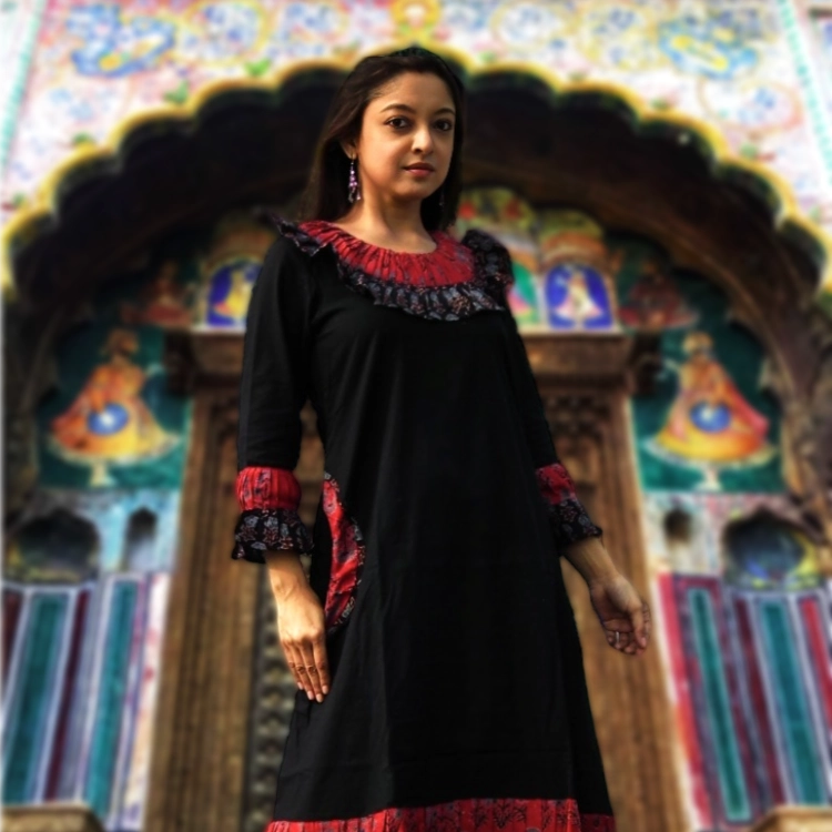 DANISHER -Three Quarter Sleeves and adorable Vintage Ruffled Neck Frilled Maxi Prairie Dress.