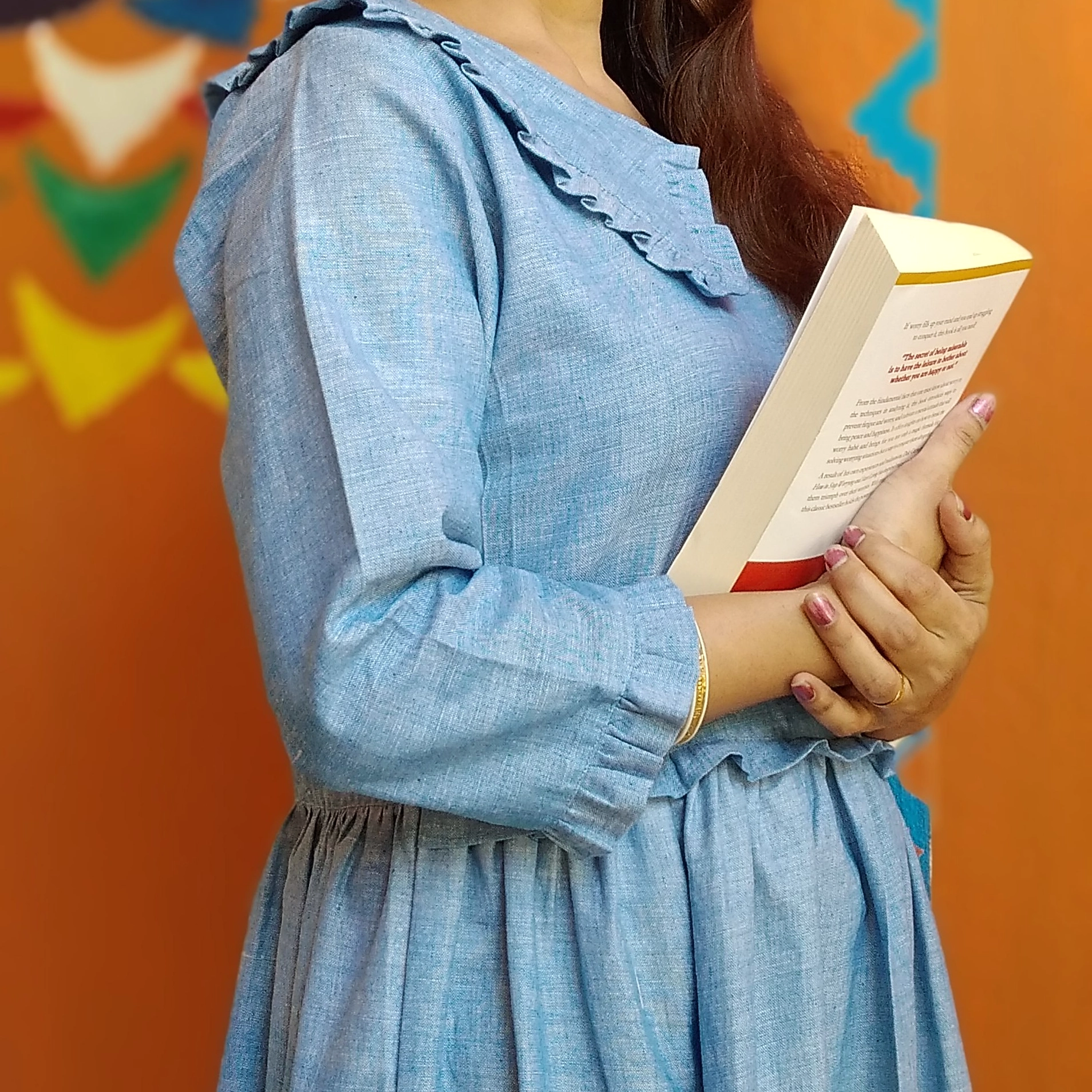 SOLISTICE- Ruffle Trim Flounce Sleeve Flared Summer Cotton Designer wear / Party Wear.