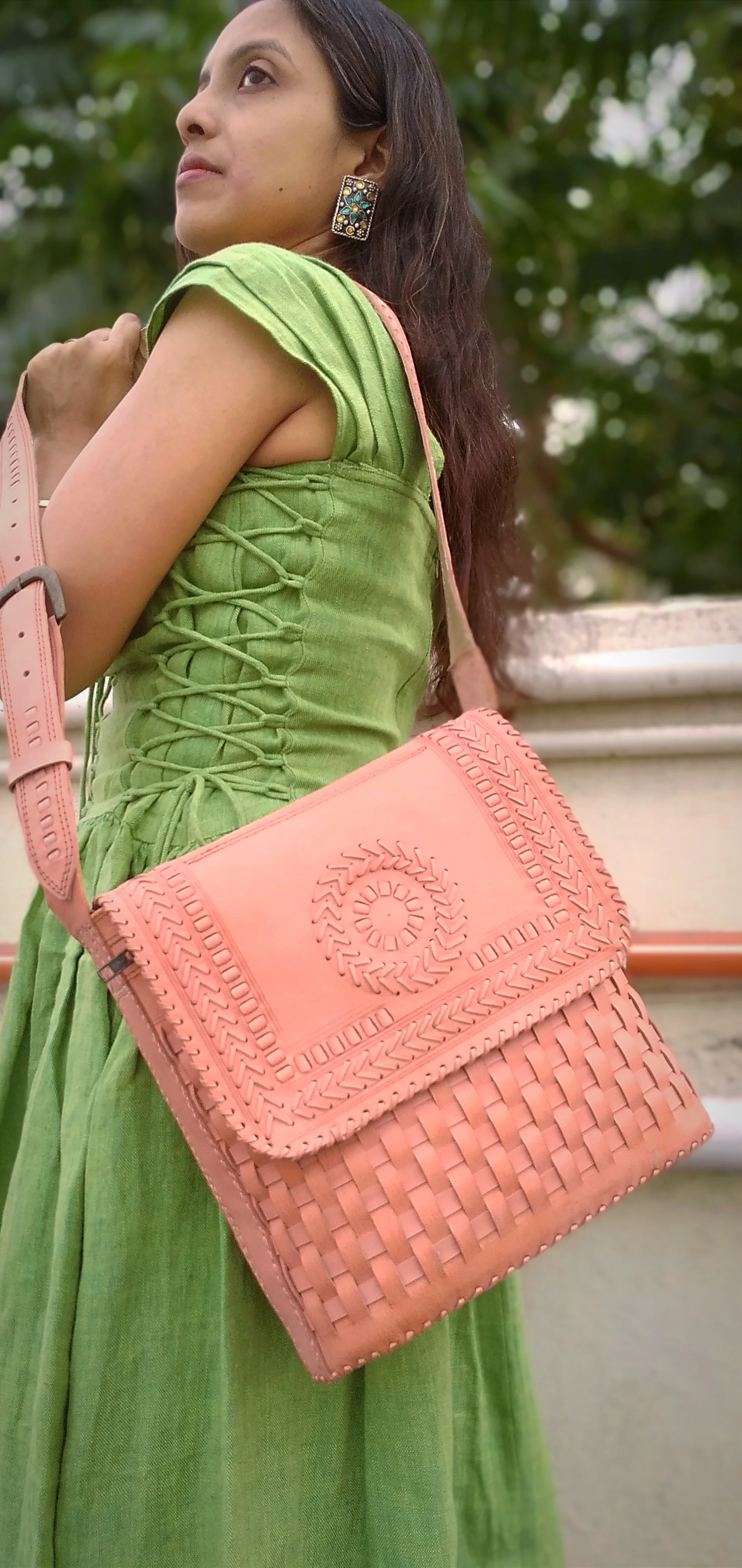 Leather Love - Handcrafted Interwoven Cruelty Free Leather Sling Bag