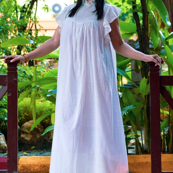 ANEMONES FLIGHT -  Ruffled Cap Sleeves ,Embroidered Casual Retro Celebration Dress For Summer .