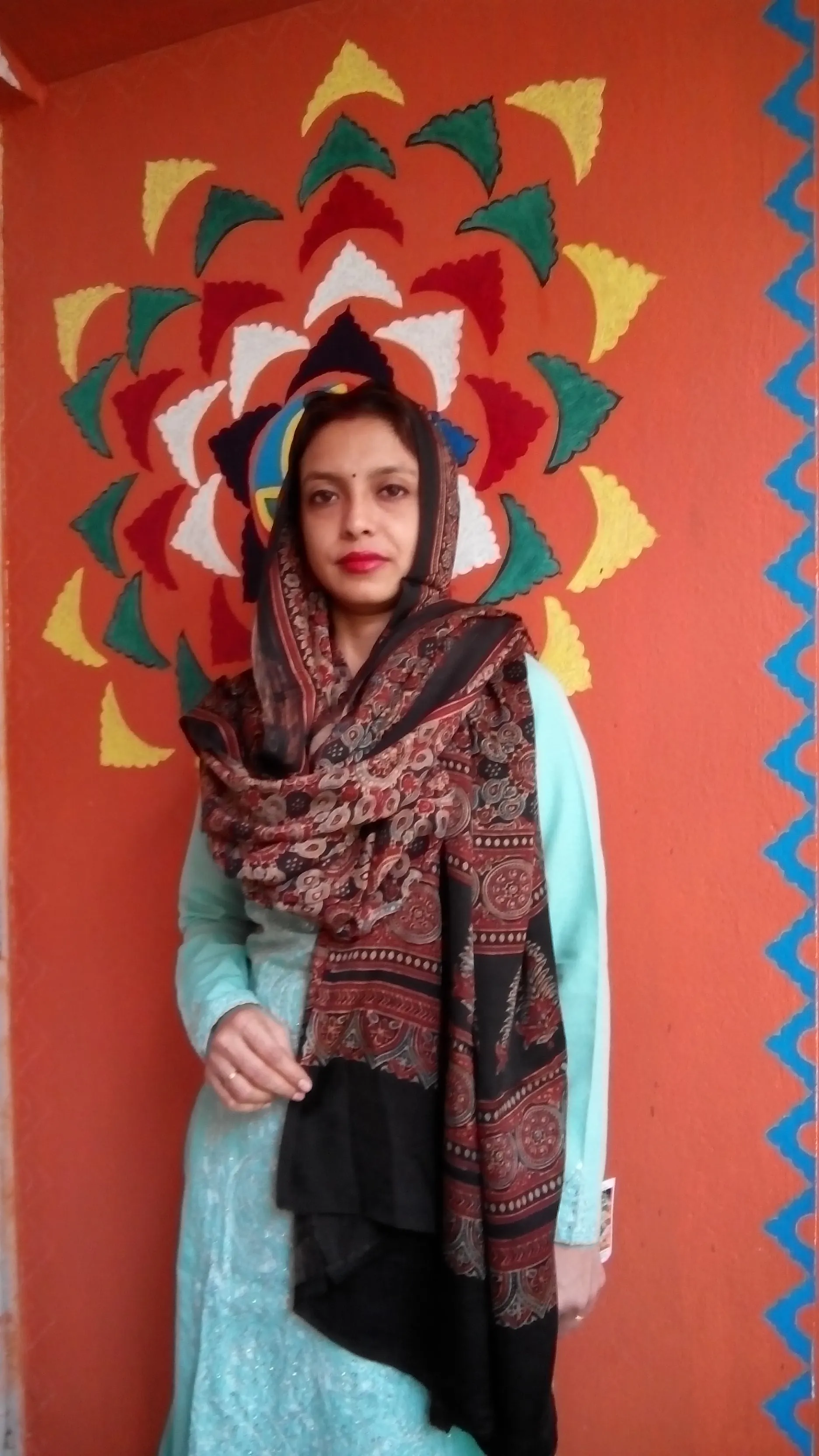 Nazuk- Rust Brown & Black Ajrakh-printed Premium Modal Silk Dupatta --Sustainably Fashionable.