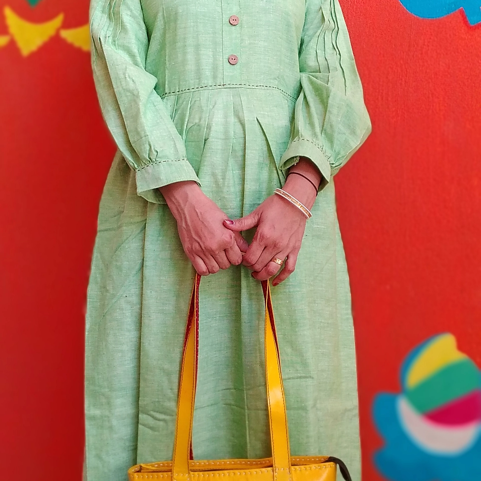 JADE- Ruffle Cuffed Semi Lantern Sleeved,Collared Button down Flared Summer Cotton  Party Wear.