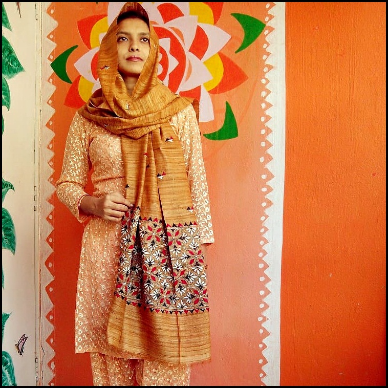 Sunrise Yellow - Bengal Nakshi Kantha Embroidered Tussar Gicha Silk Handloom Duppatta.