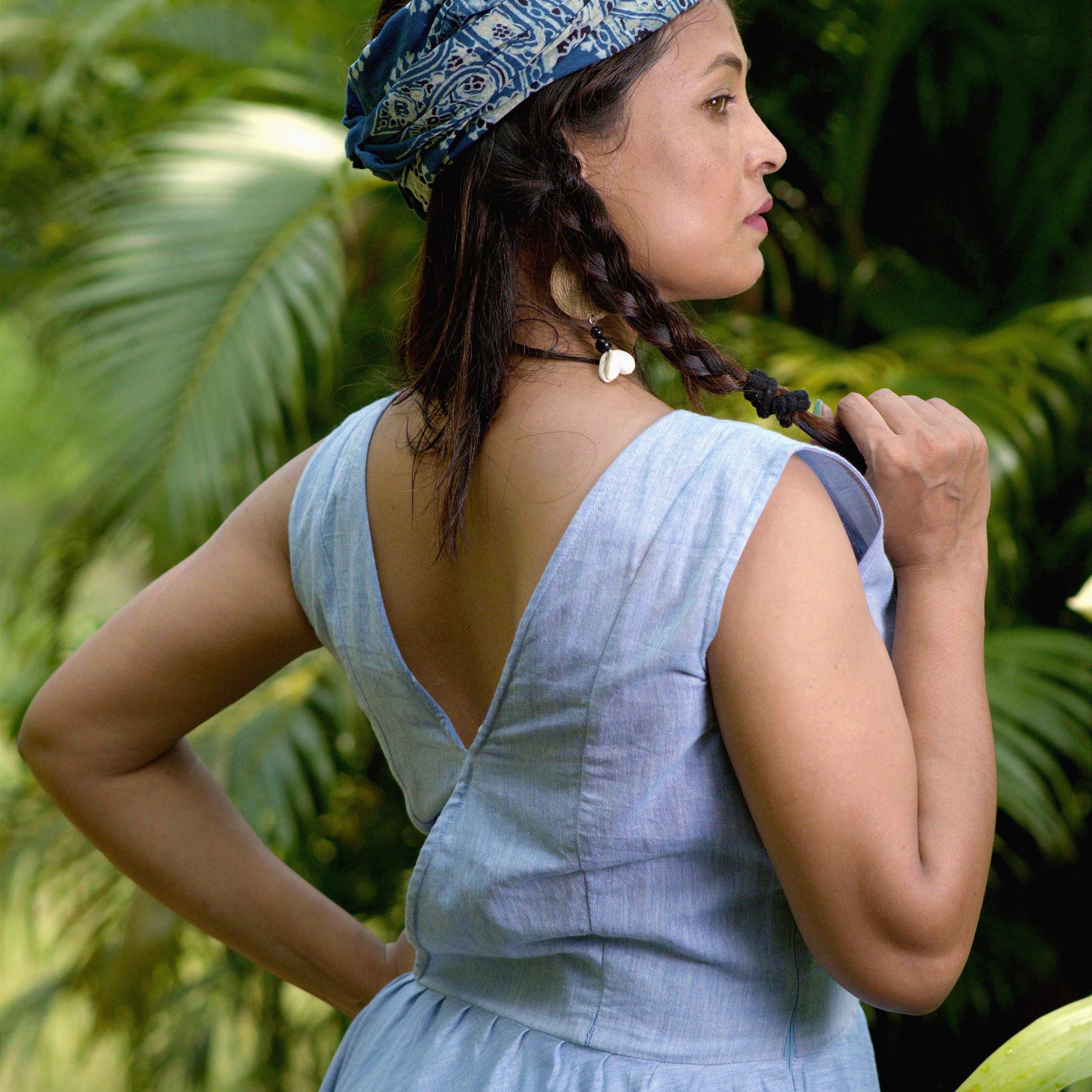 MERMAID'S QUEST ~ Double Breasted front button Midi Tank Linen Cotton Summer Dress / Party Wear for every occasion.