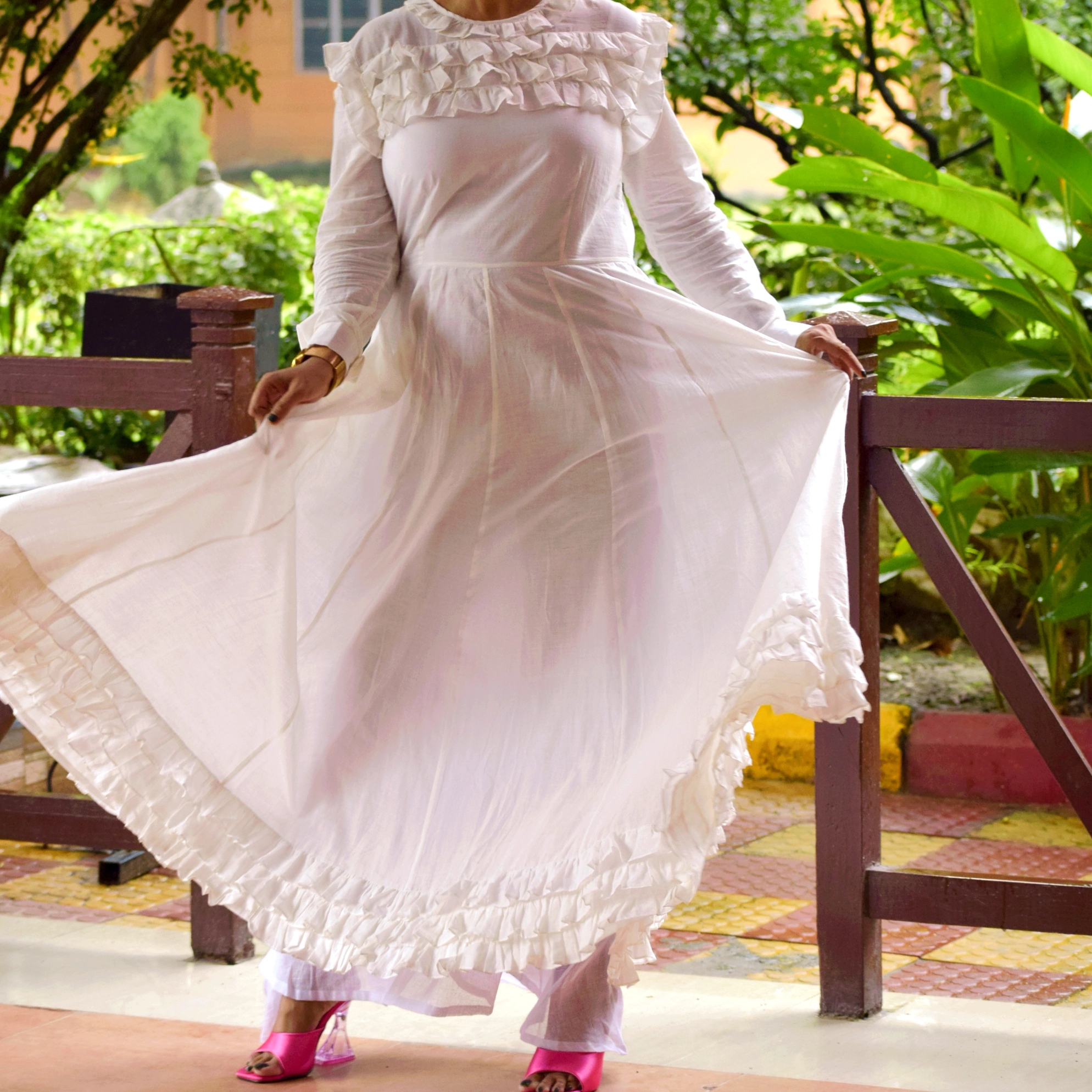 MEDITERRANEAN WINDS-Premium Muslin Cotton all season Designer-wear/Long Boho Dress/White Long Dress