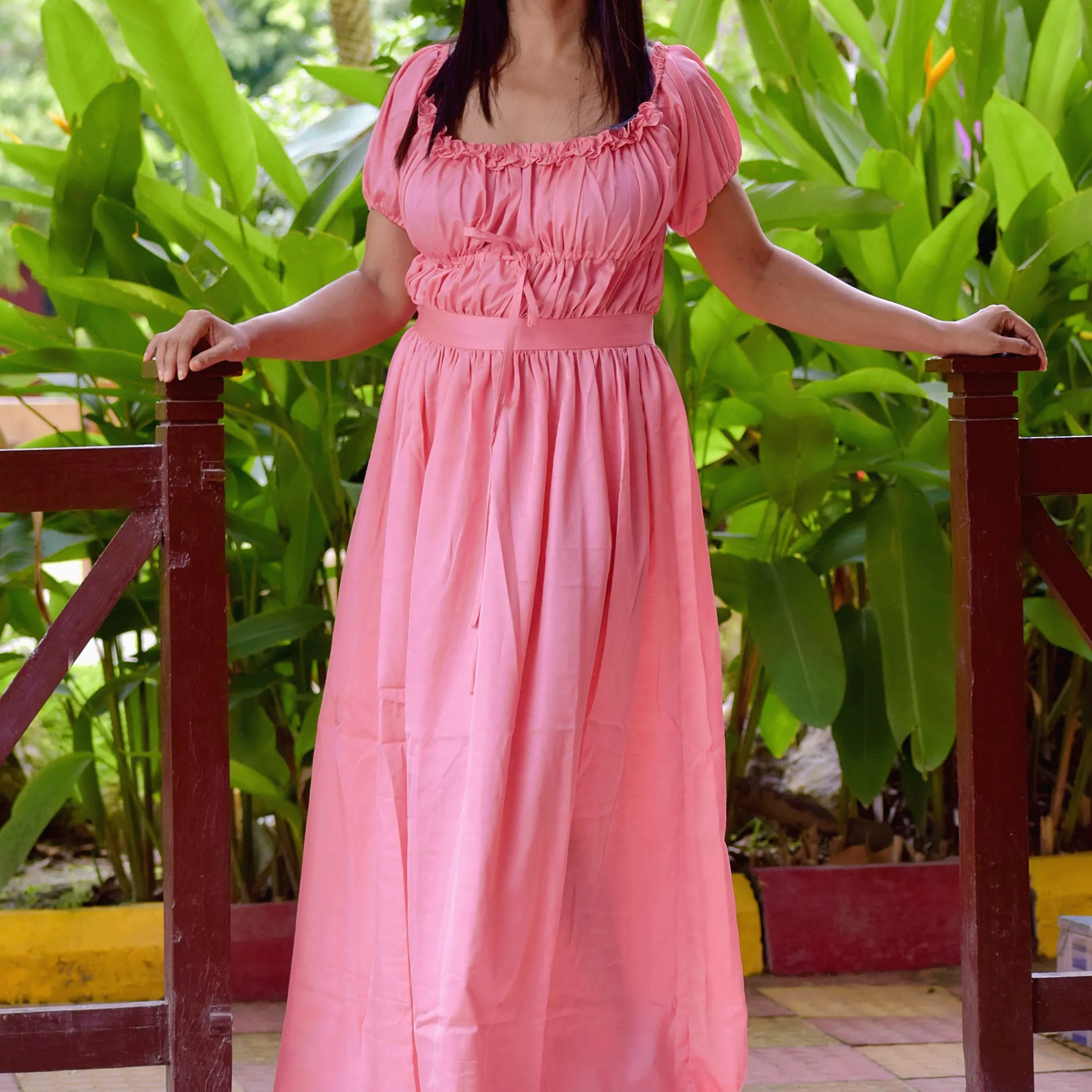 TIME'S EPILOGUE II ~ Theme based Layered Corset Shape Satin Silk Maxi Dress PartyWear/Theme Party