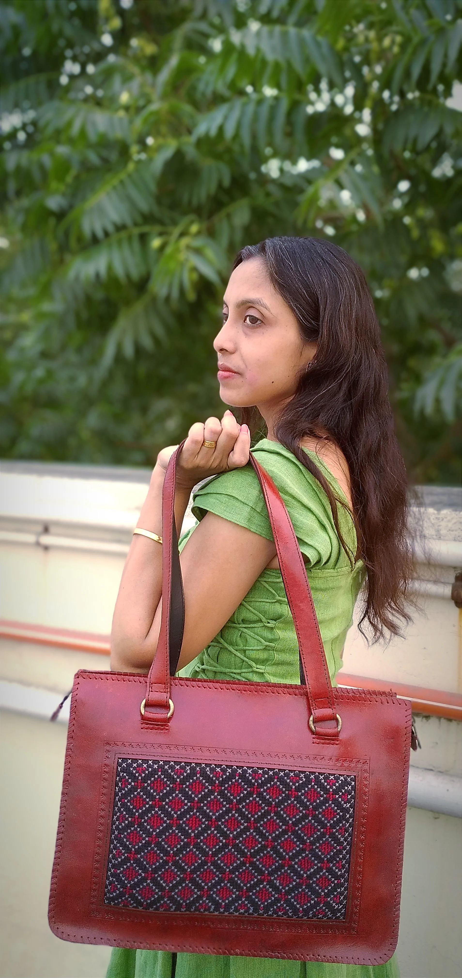 ATELIER – HandCrafted Cruelty Free Leather Designer HandBag with Embroidery.