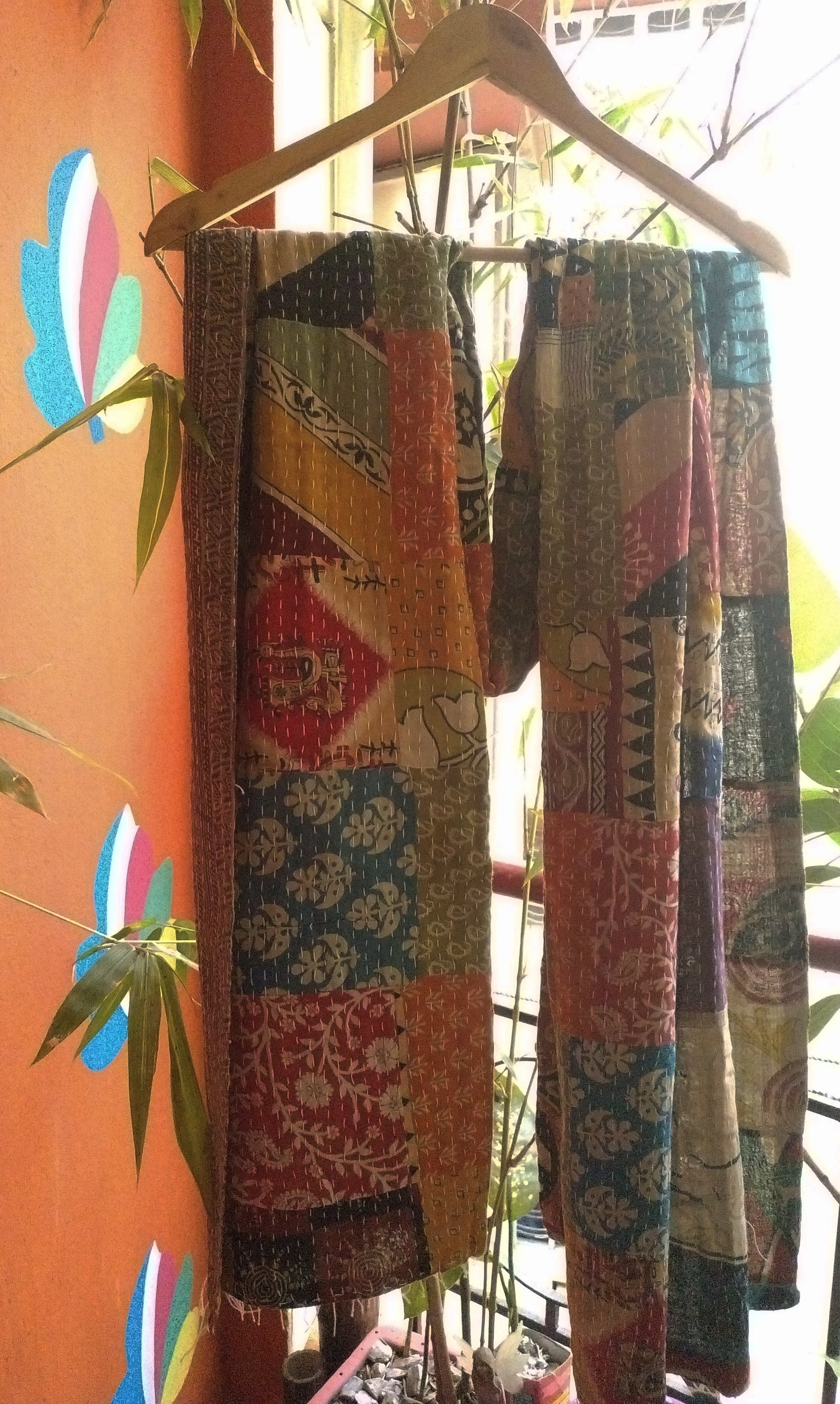 Medley - Reversible Patchwork Pattern Kantha Stitch Hand Embroidered Cotton Duppatta.