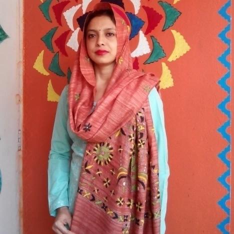 Uzbeck Peach - Bengal Nakshi Kantha Embroidered Tussar Gicha Silk Handloom Duppatta.