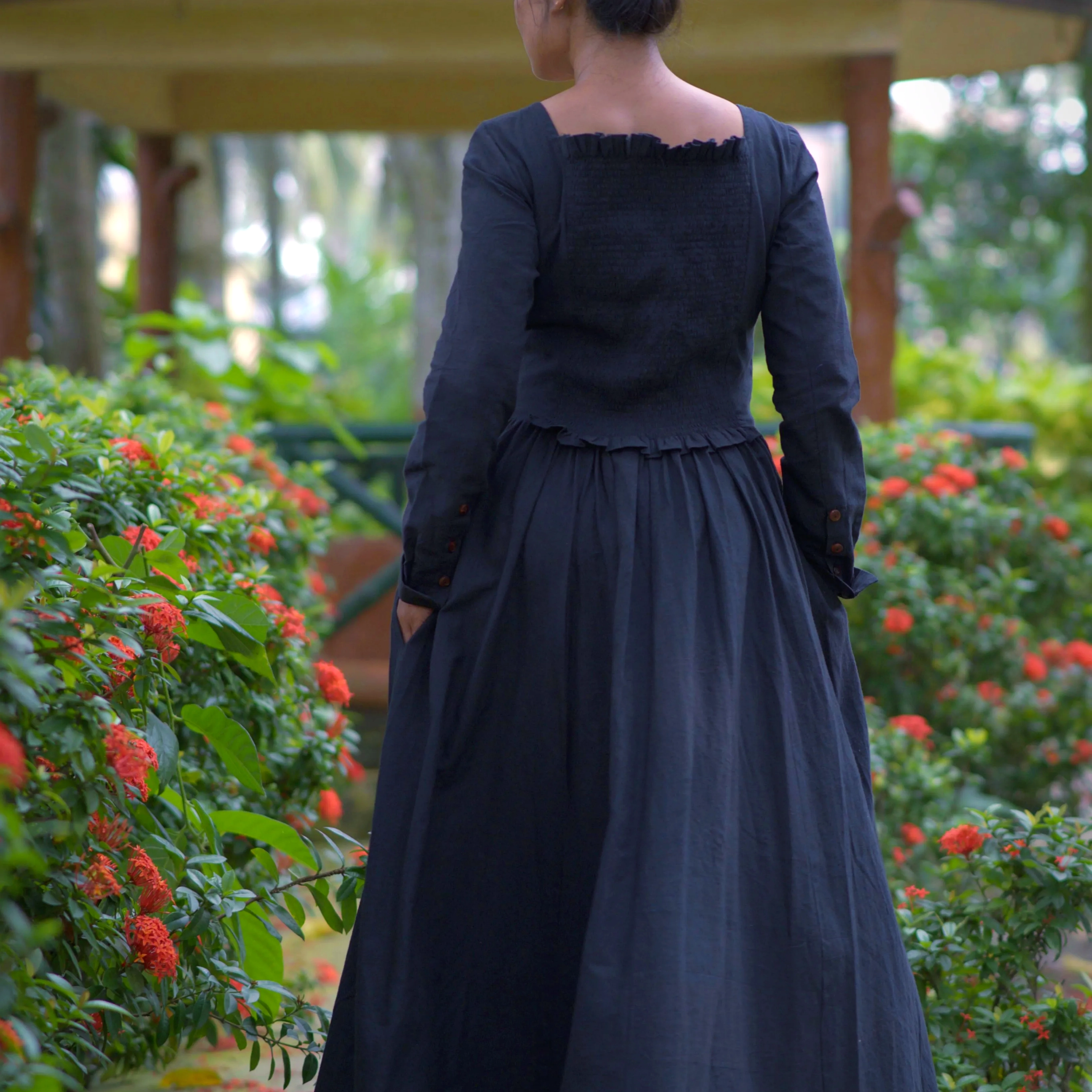 DERVISH DREAM ~ Front Lace Up,Corset Shape Handmade Flared Cotton full sleeves Summer Dress / Party Wear.