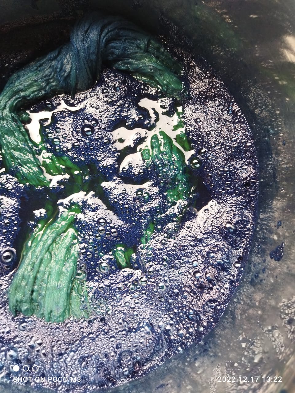 Organic Indigo Dyed 24/20 DT Cotton Hand-Woven Thick & Thin Striped Fabric..