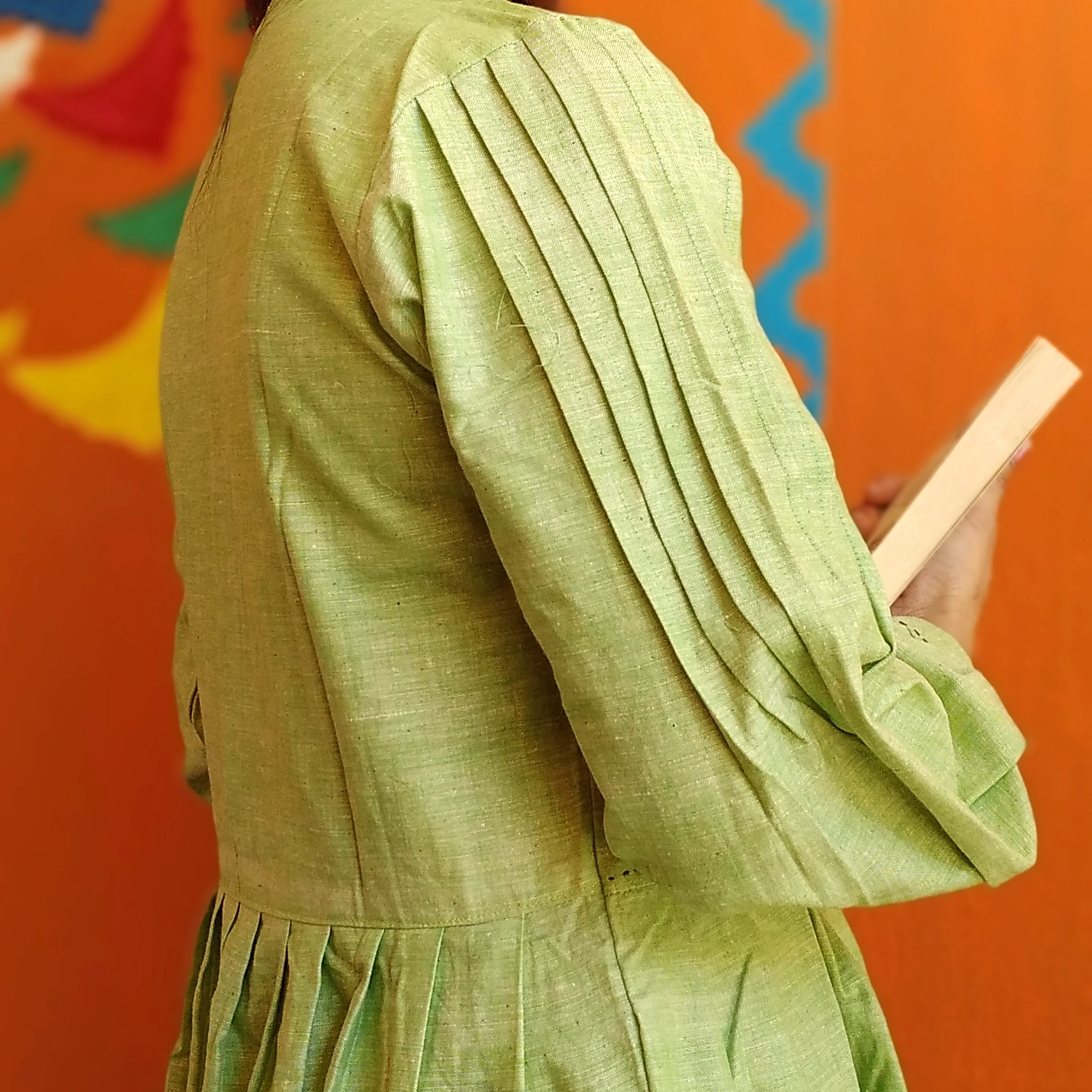 JADE- Ruffle Cuffed Semi Lantern Sleeved,Collared Button down Flared Summer Cotton  Party Wear.