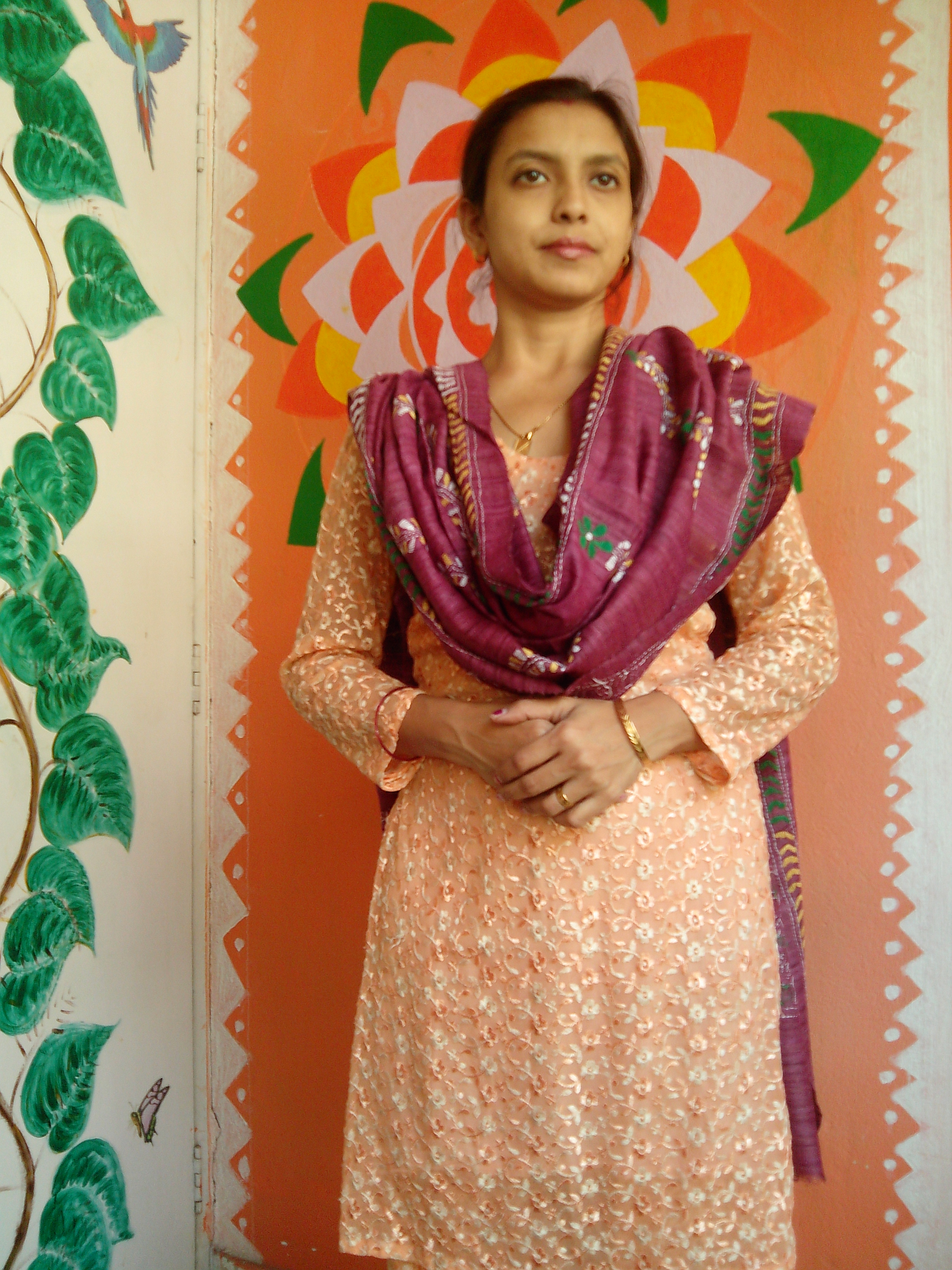 Ruby Red - Bengal Nakshi Kantha Embroidered Tussar Gicha Silk Handloom Duppatta.