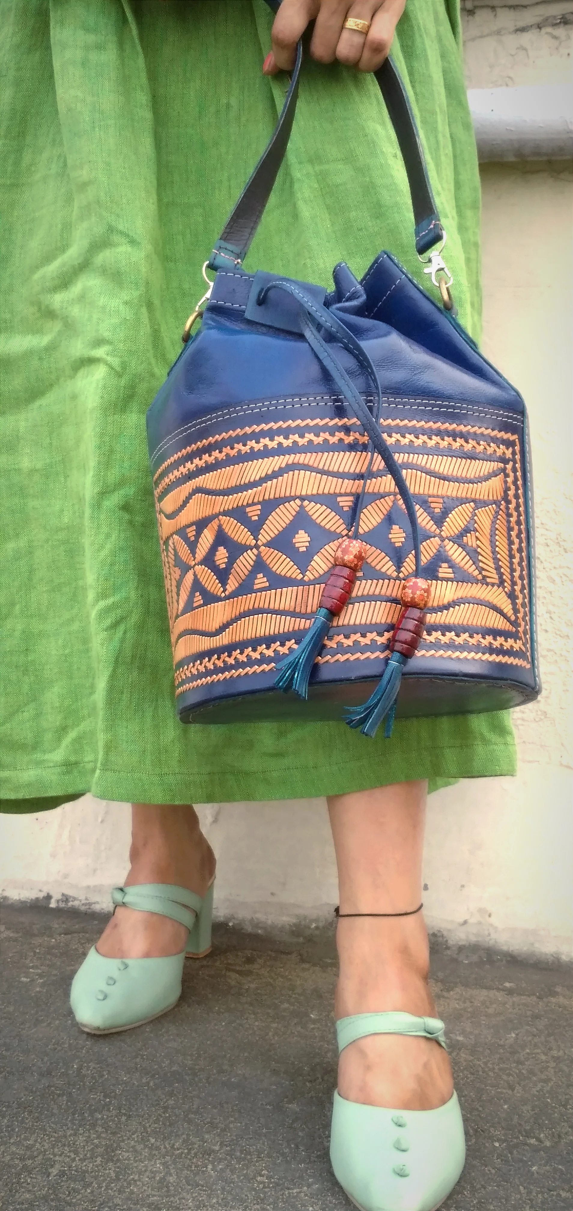 ODYSSEY -HandCrafted and Embroidered Cruelty Free Batua Styled Leather Bag