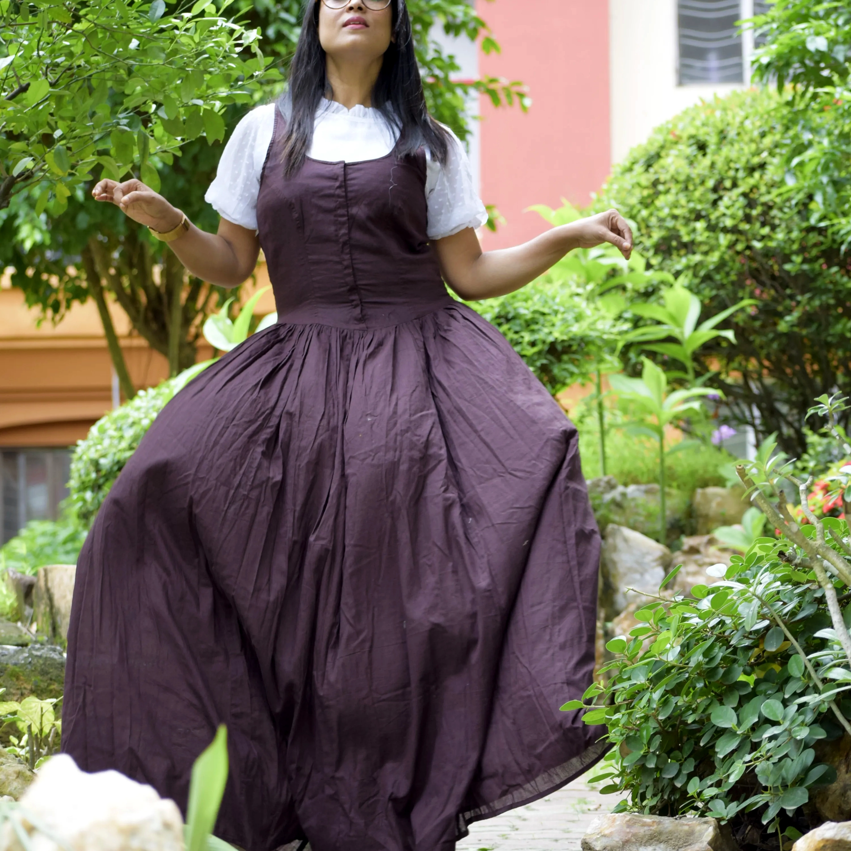 PRINCESS SAGA ll - Handcrafted Cocoa Brown flared designer attire ideal for celebrations and party wear.