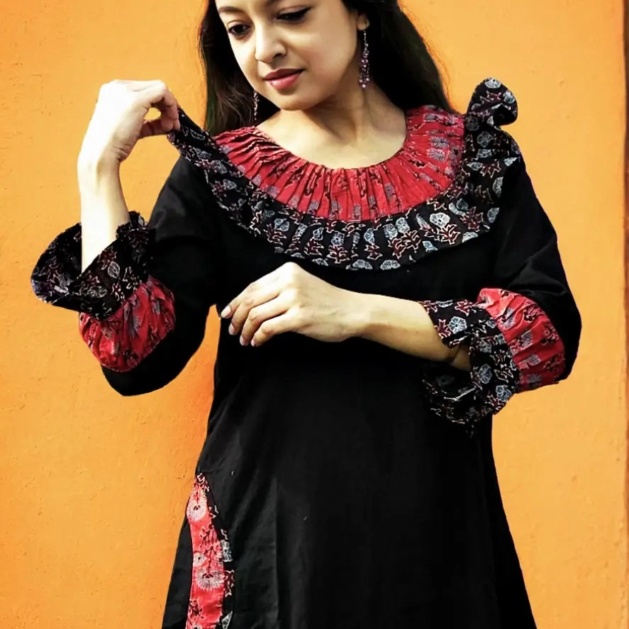 DANISHER -Three Quarter Sleeves and adorable Vintage Ruffled Neck Frilled Maxi Prairie Dress.