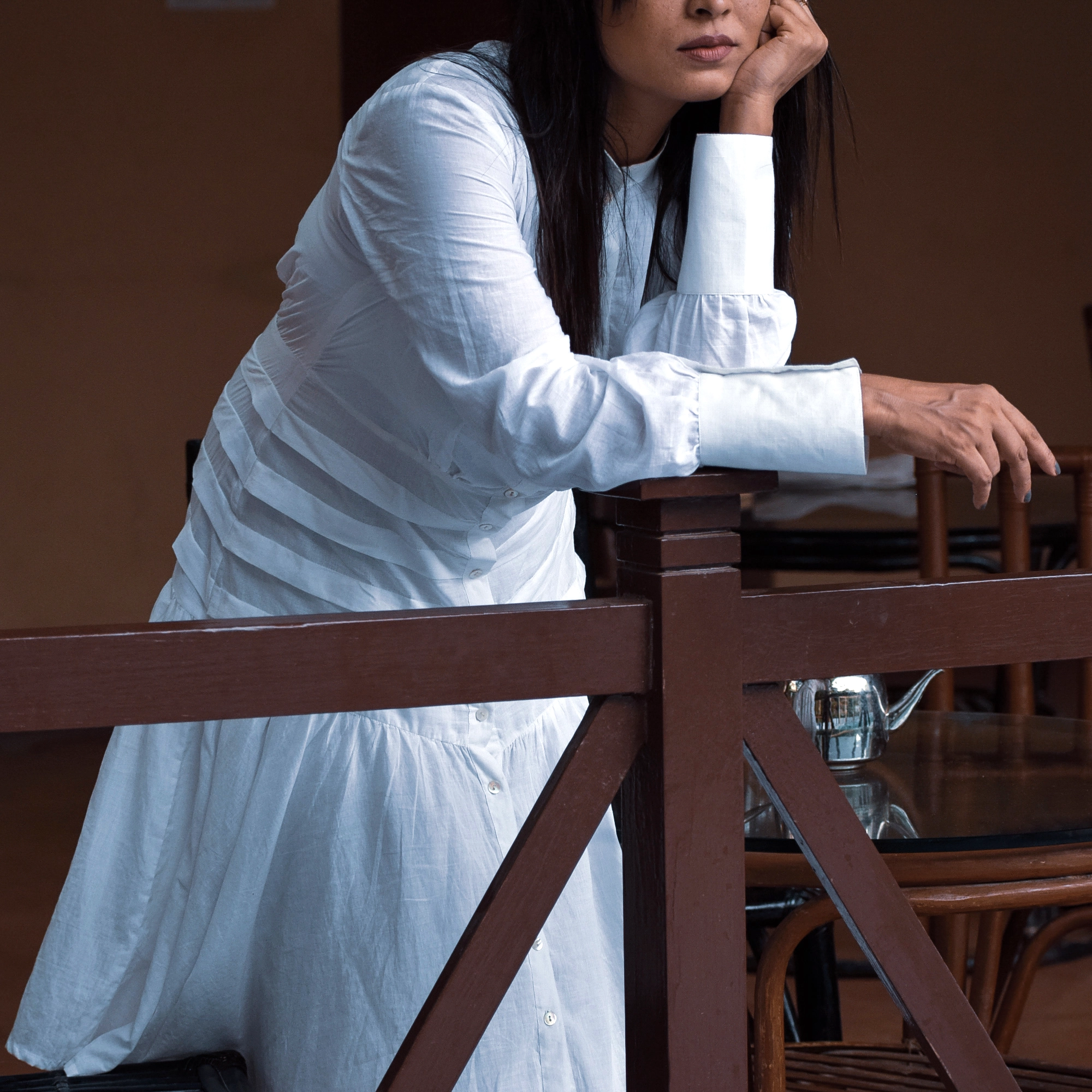 ZEPHYR -Tiered Buttoned front Mandarin Collar,buttoned cuff Man’s shirt sleeve Designerwear.