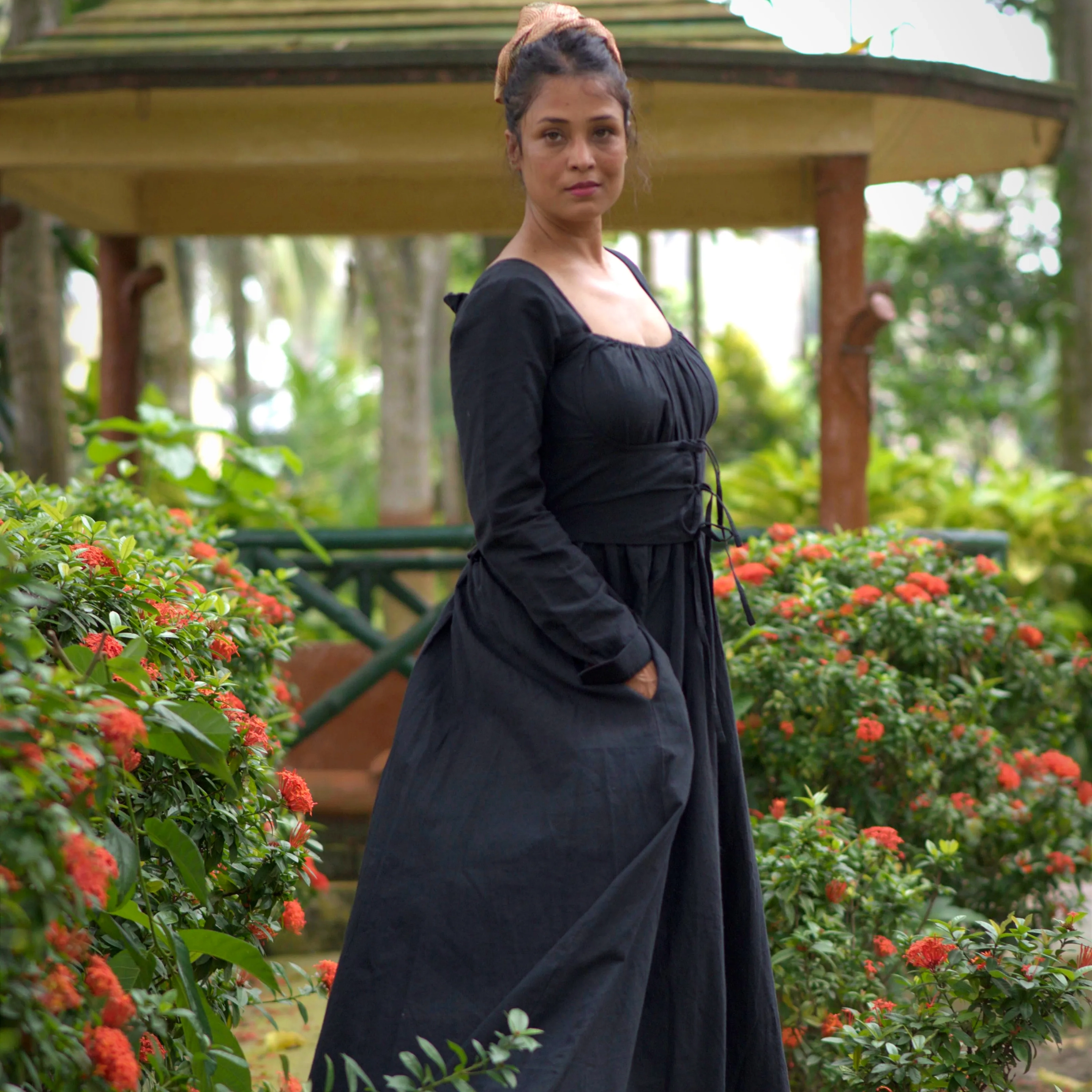 DERVISH DREAM ~ Front Lace Up,Corset Shape Handmade Flared Cotton full sleeves Summer Dress / Party Wear.