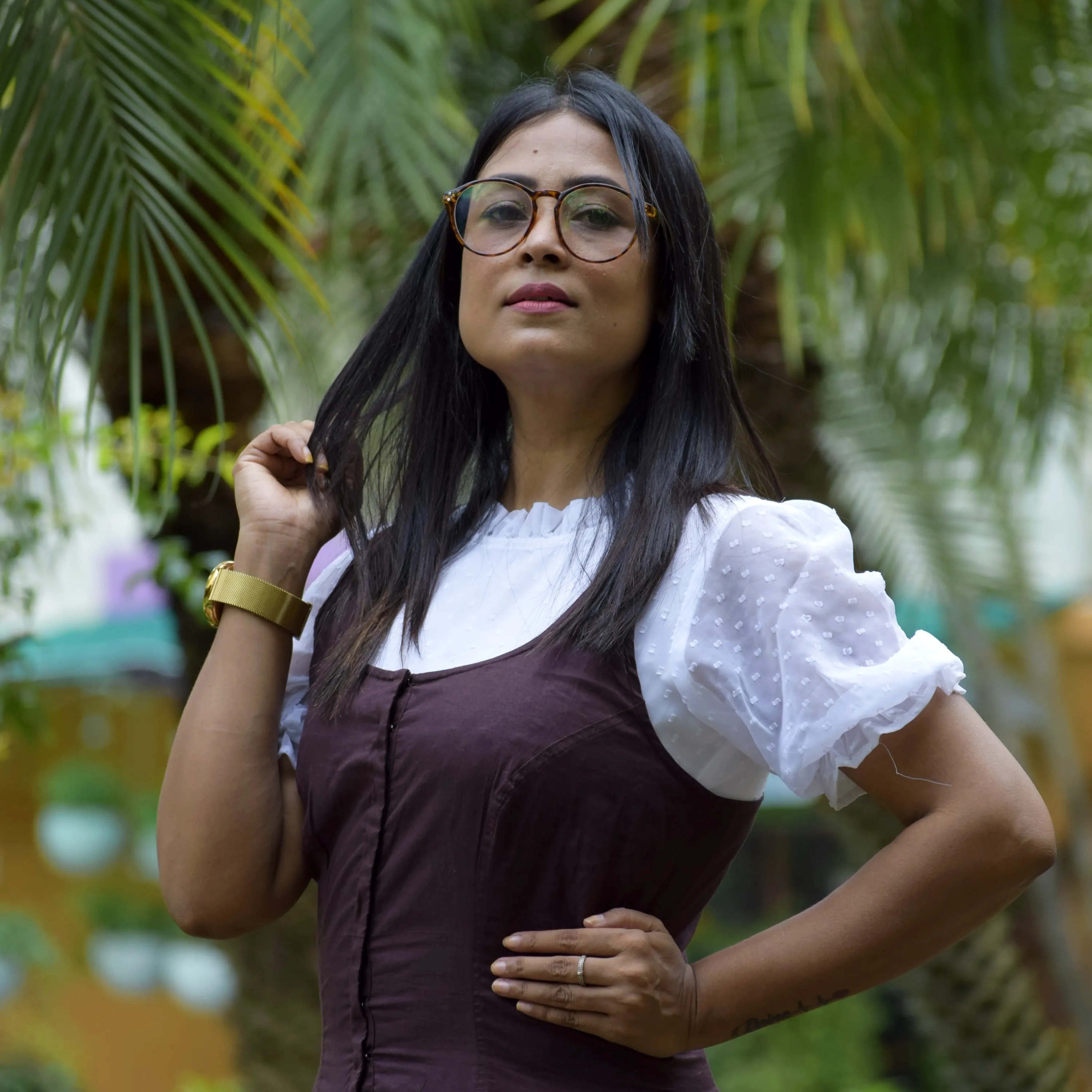 PRINCESS SAGA ll - Handcrafted Cocoa Brown flared designer attire ideal for celebrations and party wear.